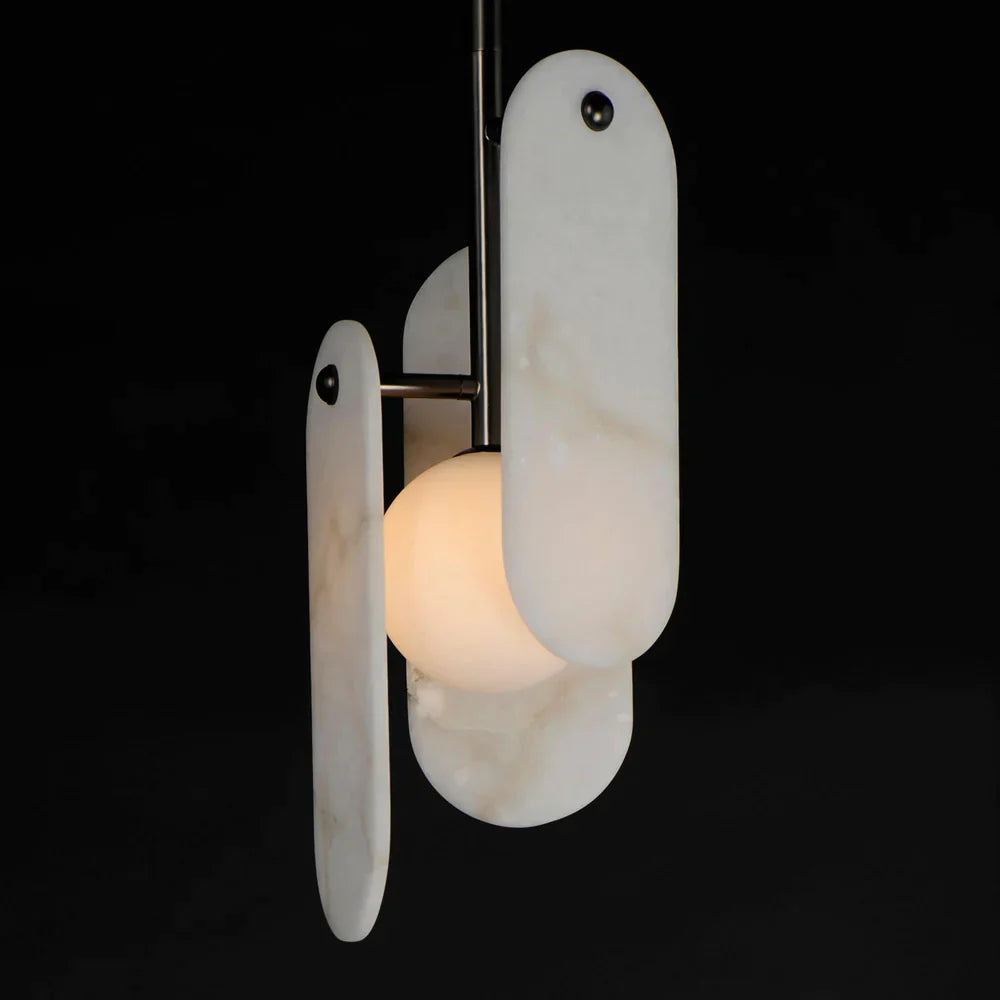 Studio M Alabaster Megalith Single Pendant Light - Modern Minimalist Hanging Fixture for Dining Room, Kitchen Island & Bedroom Lighting