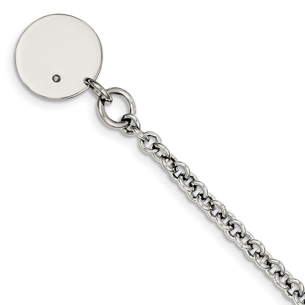 0.03ct Diamond Sterling Silver Charm Bracelet for Women - 925 Silver Disc Bracelet 7.5