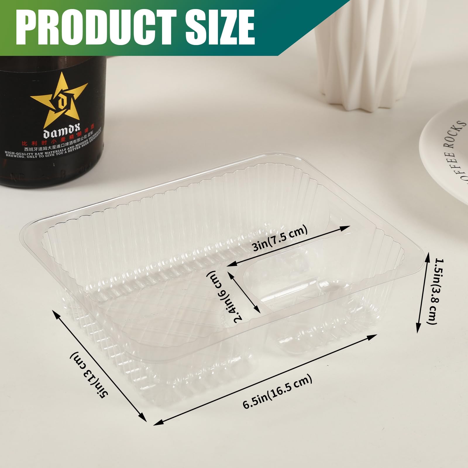 200 Pcs 12oz 6x5 Inches Clear Plastic Nacho Trays - 2 Compartment Disposable Snack Containers for Nachos, Cheese Dip, Chips | Perfect for Movie Nights, Parties, Carnivals & Fair Food Serving