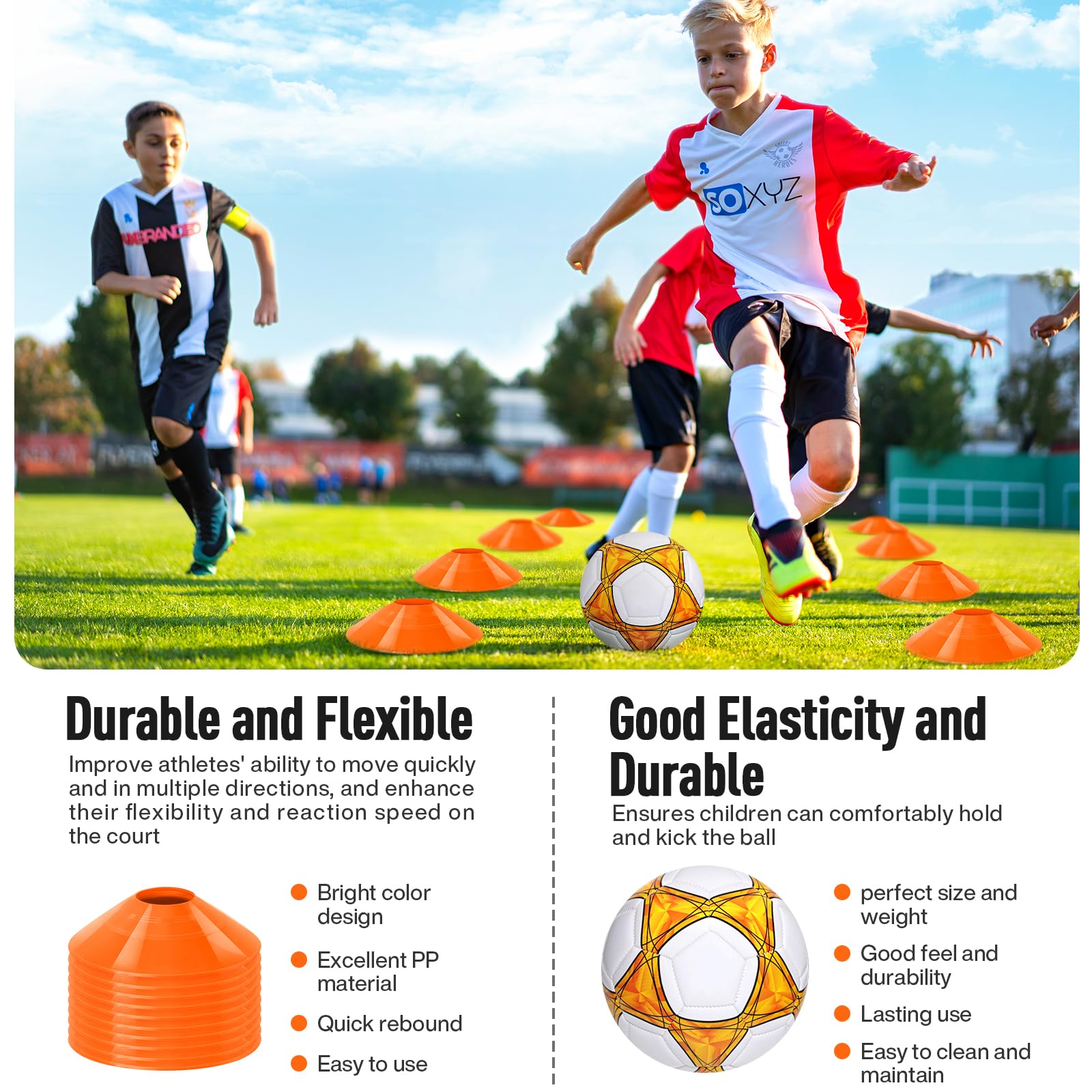 Portable 4x3 ft Orange Soccer Goal Set for Backyard Training - Includes 2 Goals, Inflator, Soccer Ball & Cones | Perfect for Youth Practice, Backyard Games & Team Drills