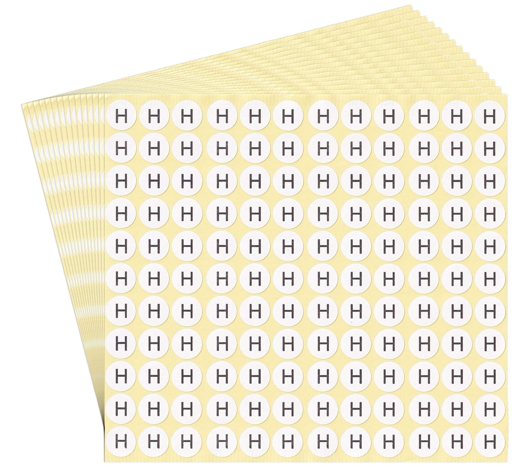 DealzEpic - Alphabet Stickers Letter H - 15 Sheets Small Round Self-Adhesive Paper Labels for Scrapbooking, DIY Crafts & Organizing