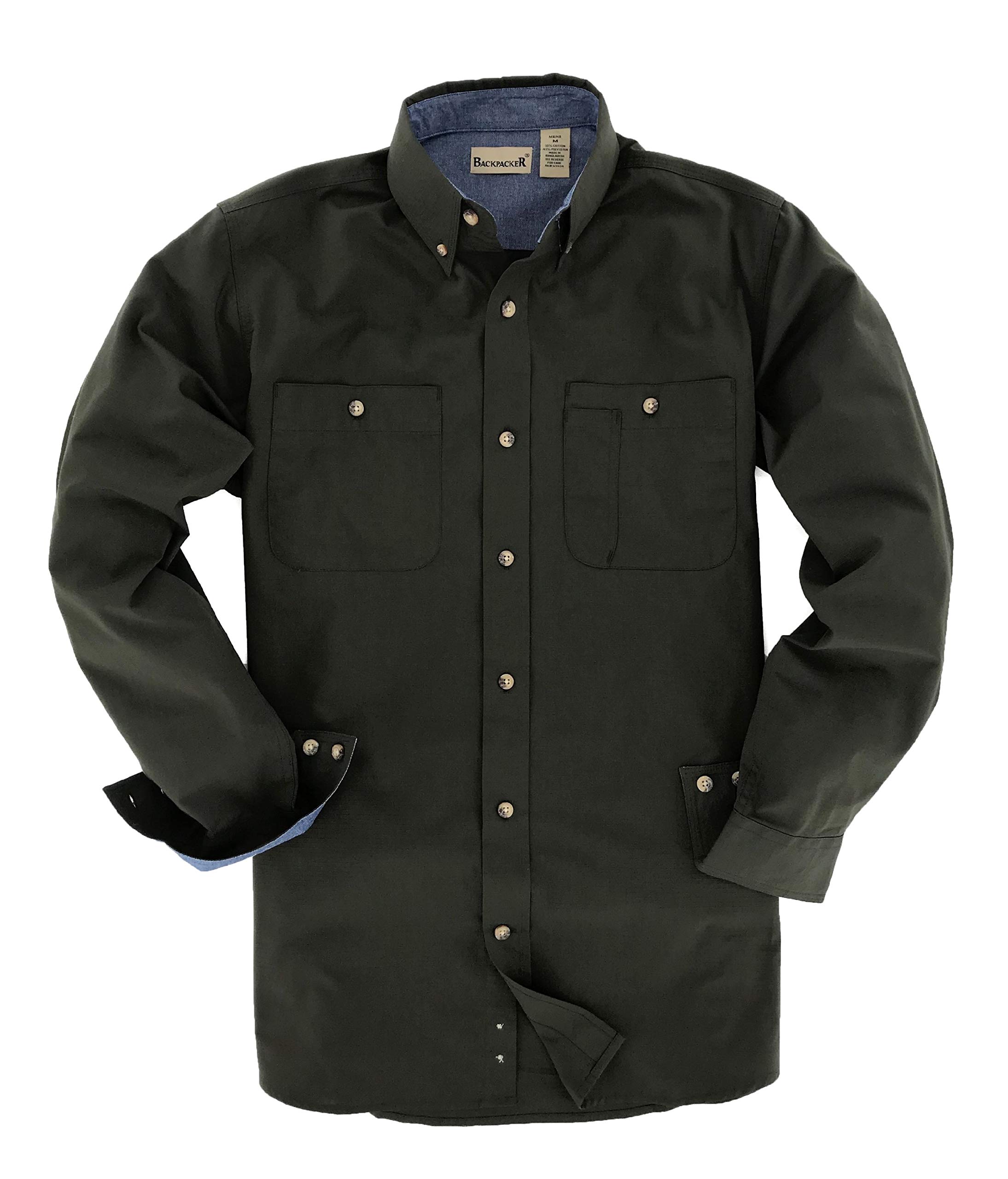 Men's Wrinkle-Free Ripstop Travel Shirt - Lightweight Quick-Dry Hiking & Outdoor Adventure Shirt for Backpacking, Camping & Travel