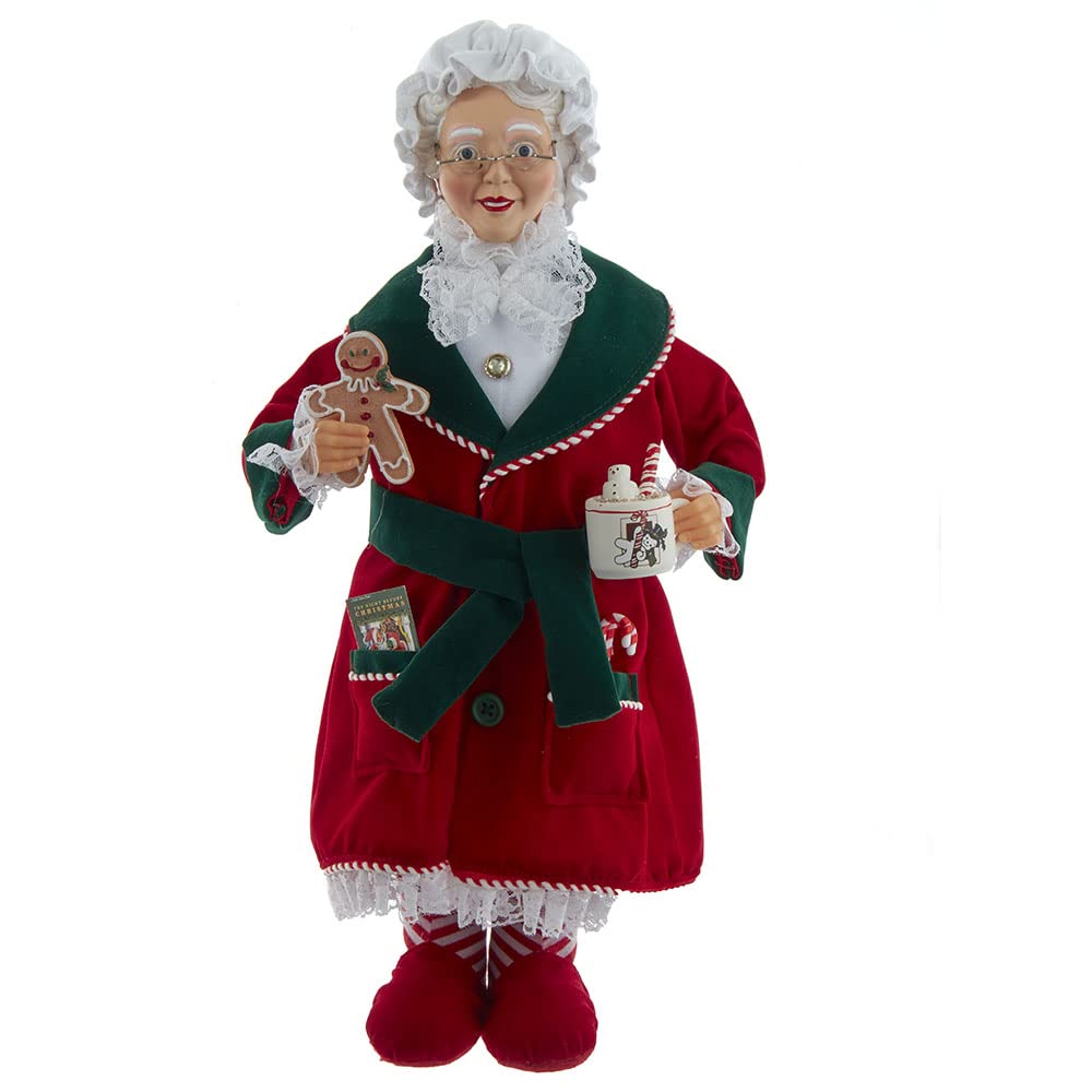 Kurt S. Adler 17.25-Inch Mrs. Claus with Cookies and Cocoa - Christmas Holiday Decor for Home, Office & Party Decoration