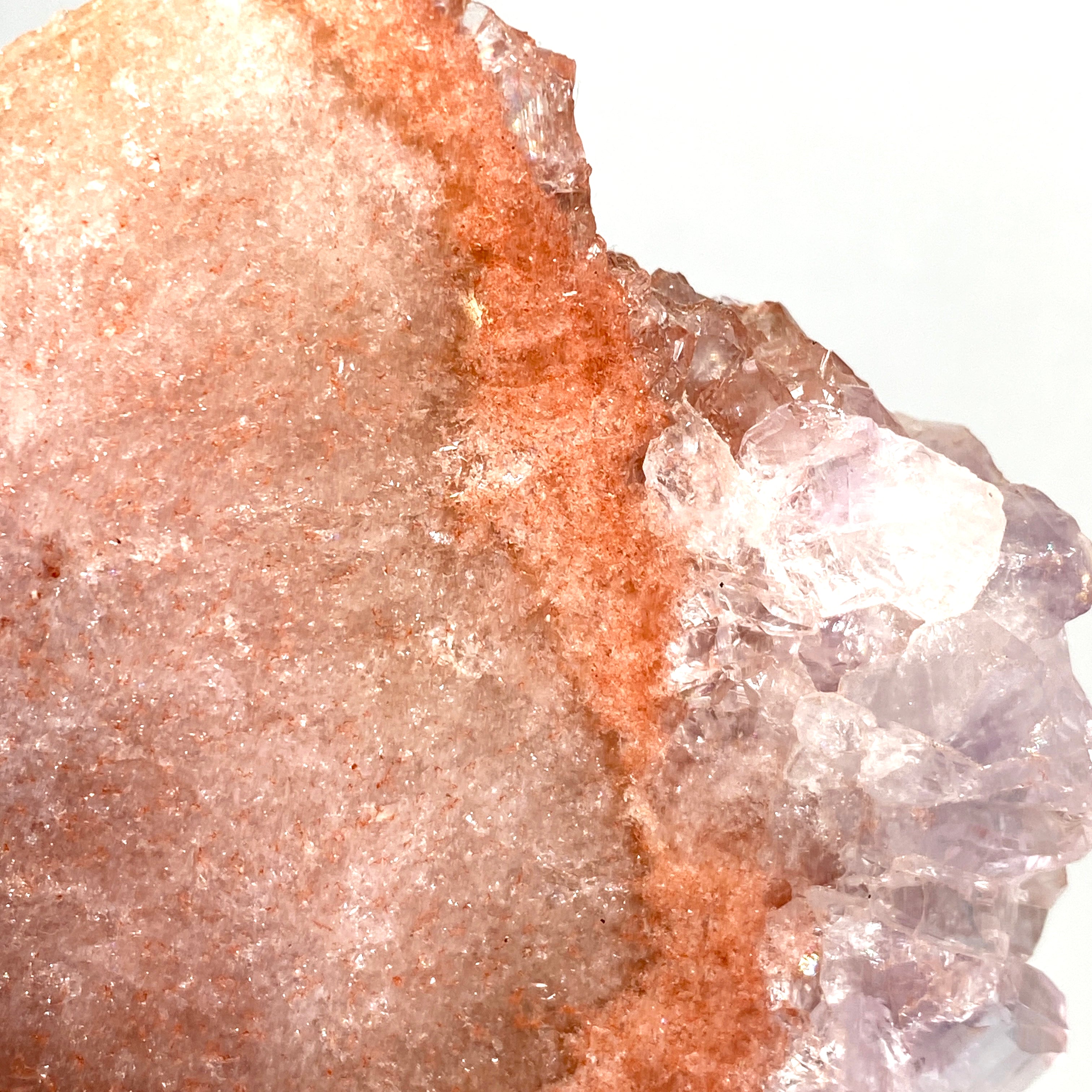 Natural Pink Amethyst & Quartz Crystal Slice on Wooden Stand - Healing Stone Decor for Home, Office & Meditation Space - PASL01
