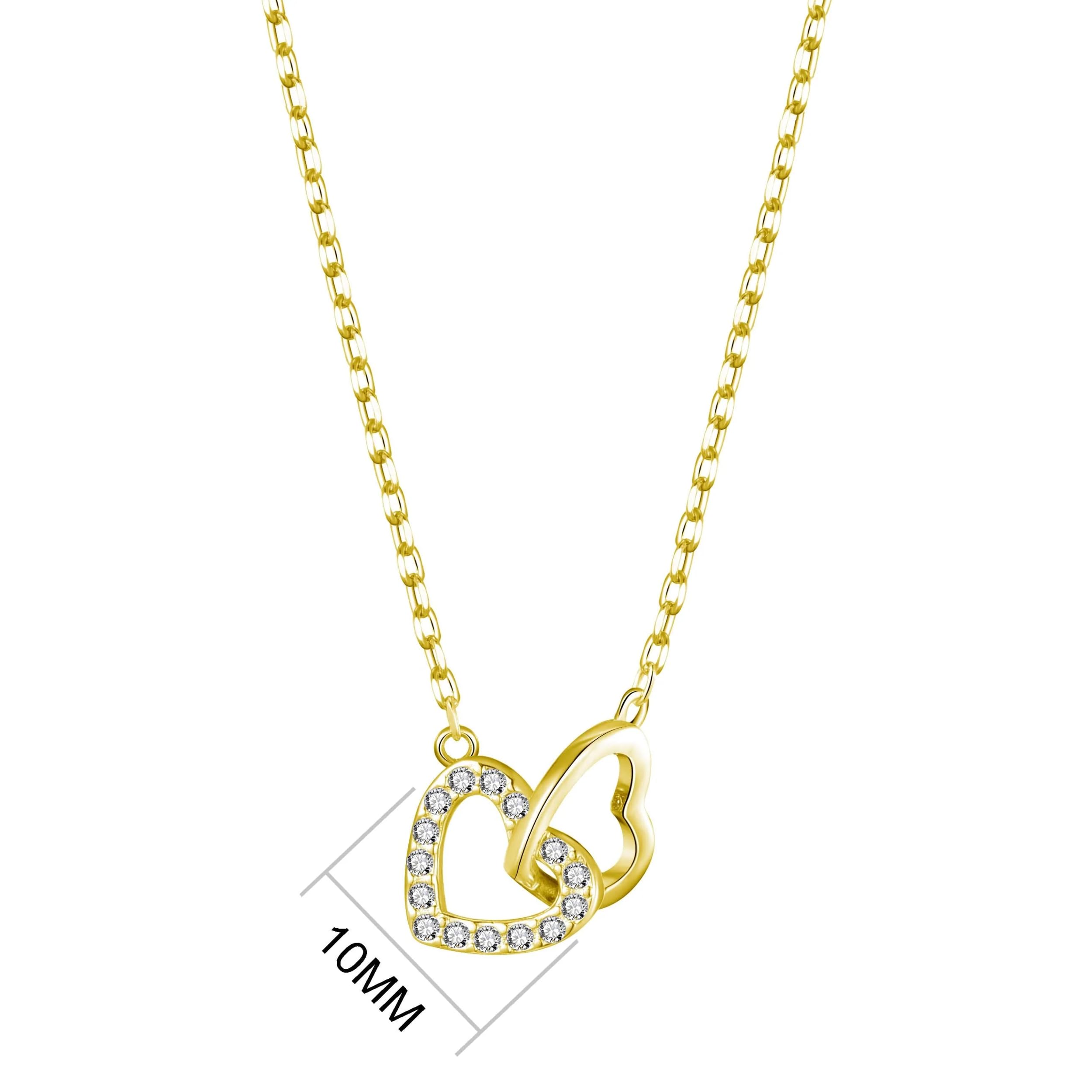 Philip Jones Gold Heart Necklace with Zirconia Crystals for Women