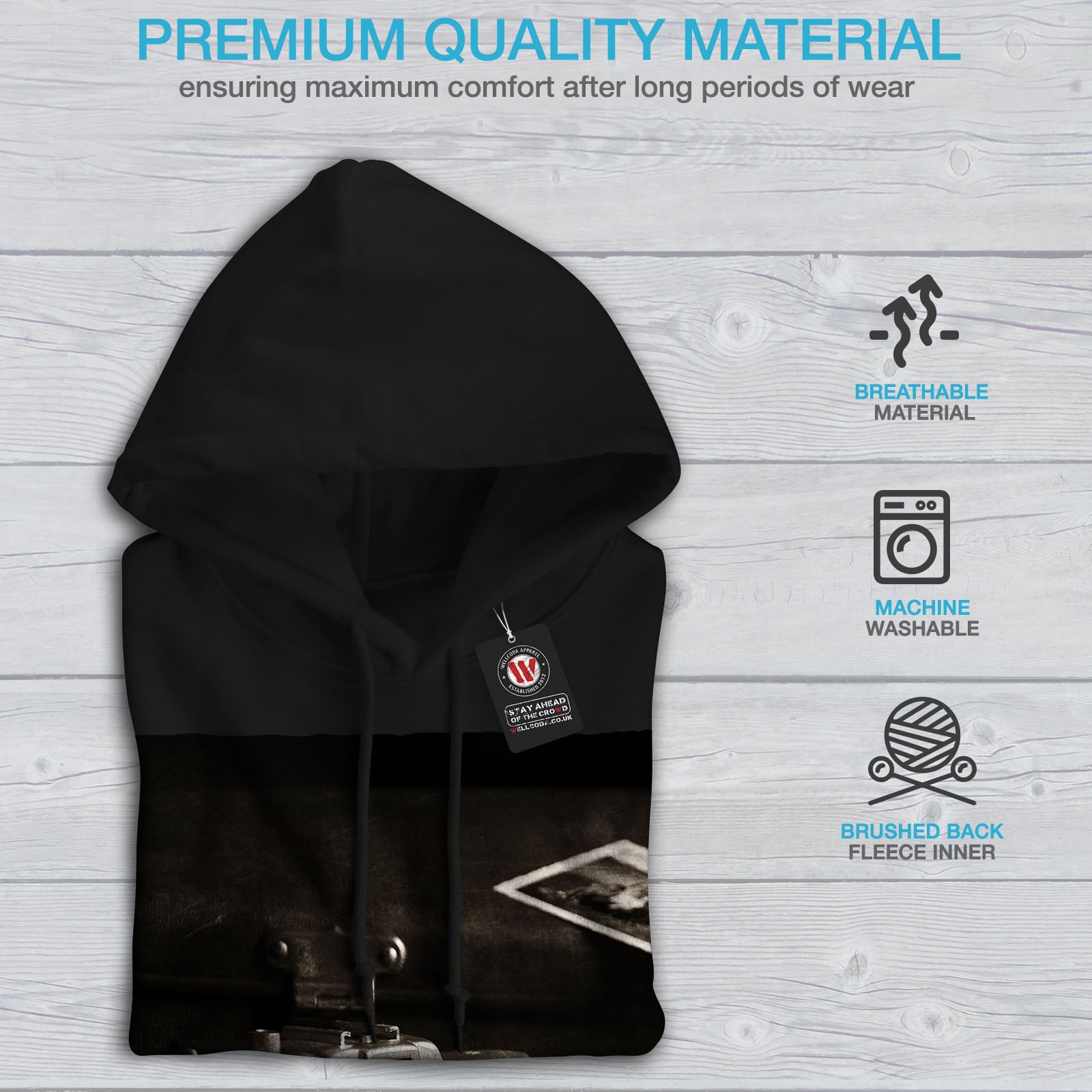 Wellcoda Vintage Old Photo Camera Print Men's Hoodie - Retro Style Hooded Sweatshirt for Photography Enthusiasts | Perfect for Casual Wear, Street Style & Photography Events