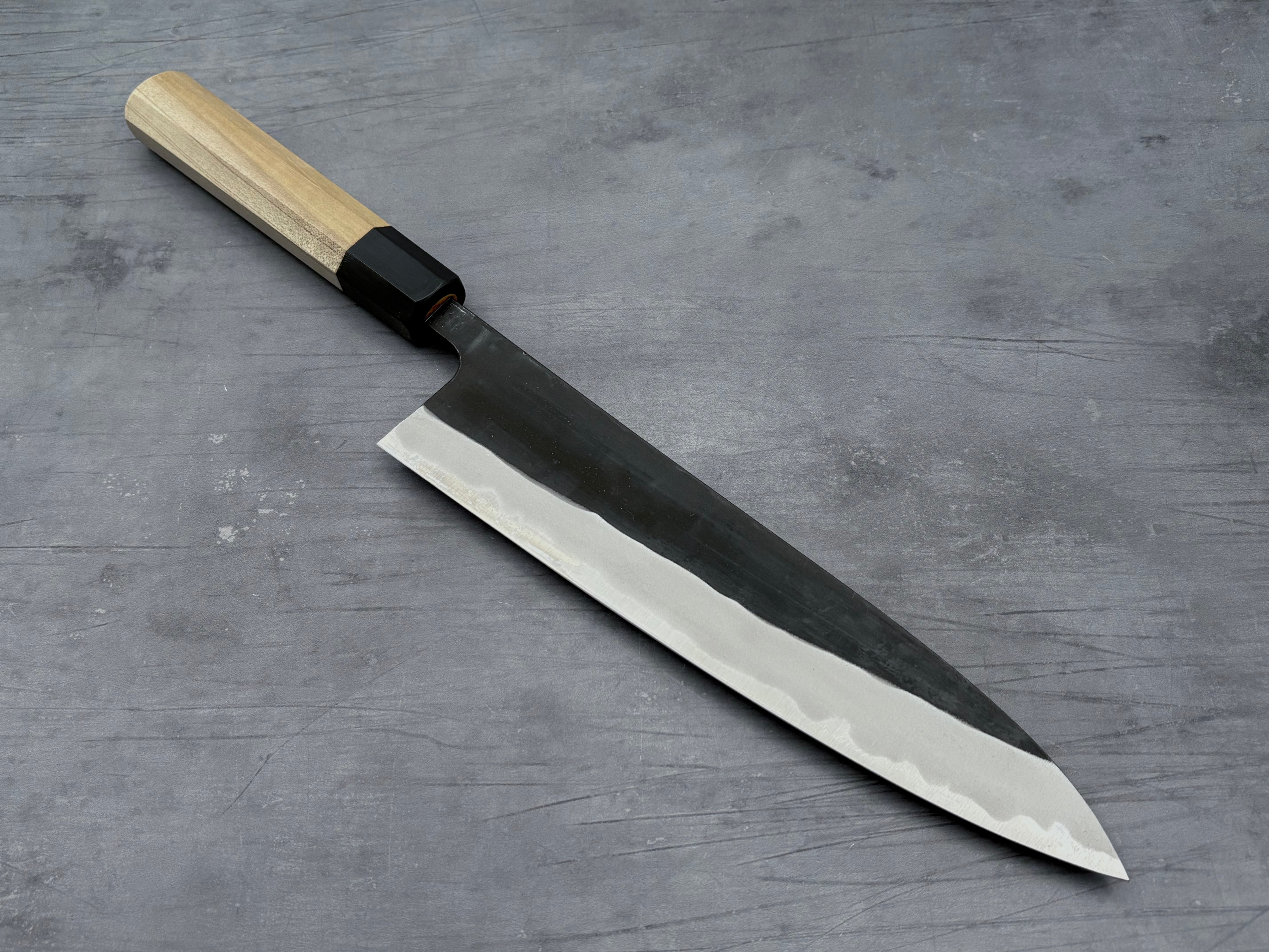 Premium Nakamura Hamono Kaishin White #2 Kurouchi Gyuto 240mm Japanese Chef Knife - High Carbon Steel Blade for Professional Cooking, Slicing & Meat Cutting