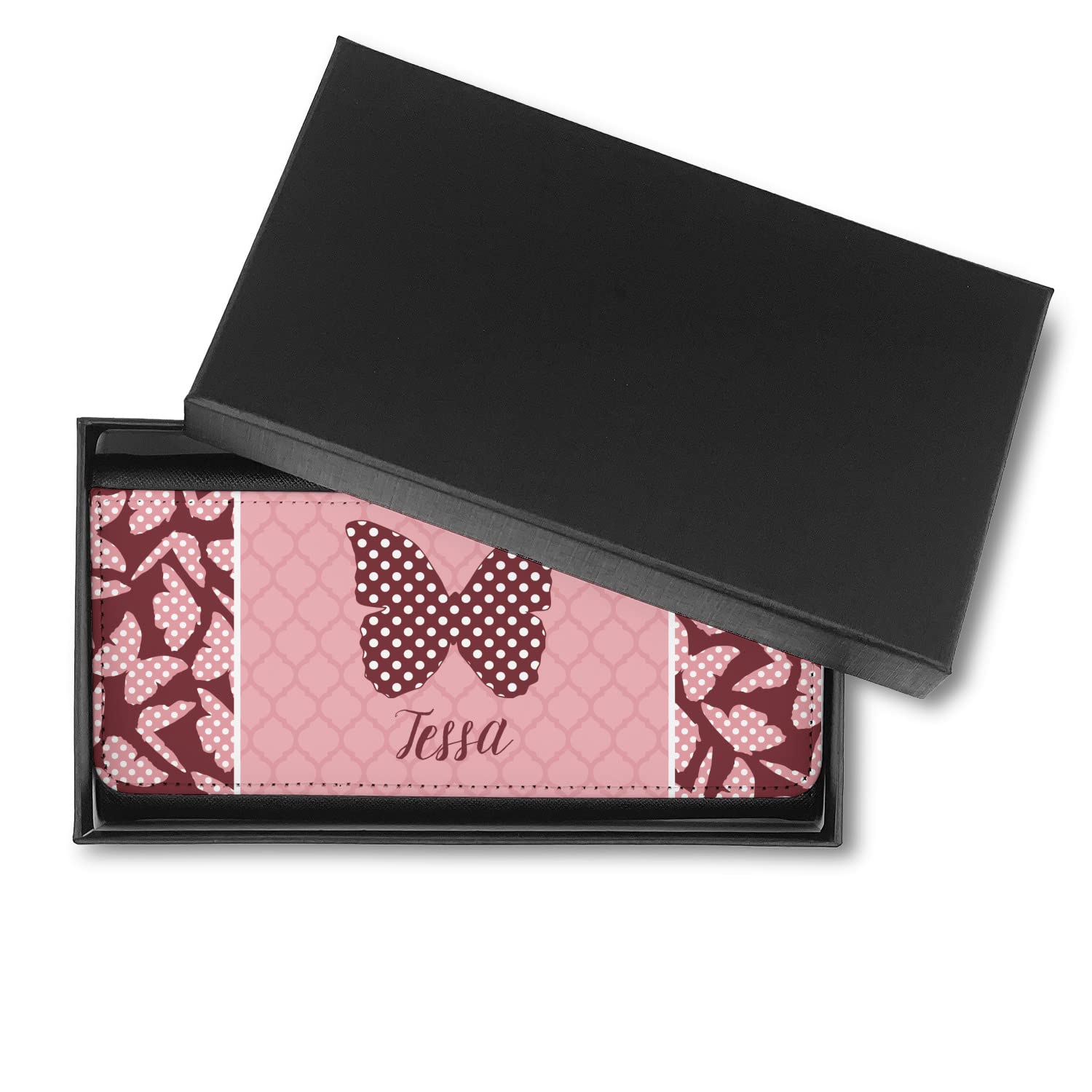 Personalized Polka Dot Butterfly Leatherette Women's Wallet - Stylish & Durable Fashion Accessory for Everyday Use, Travel, and Gift Giving