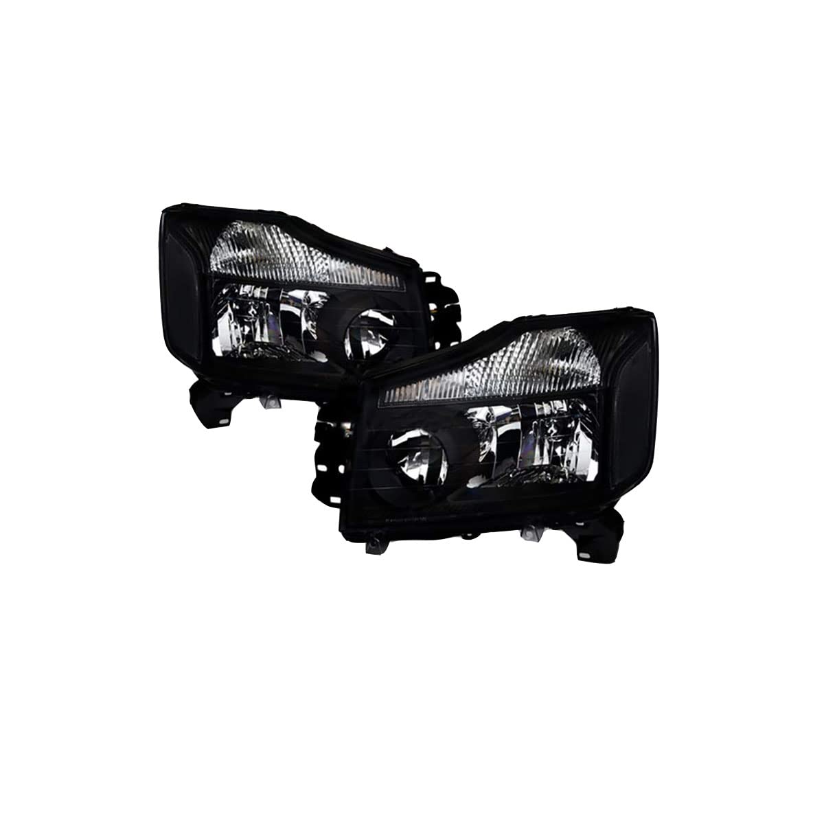 Black Housing Crystal Headlights with LED Signal Lamps - Compatible with 2004-2015 Nissan Titan & Armada - Upgrade Your Night Driving & Off-Road Adventure