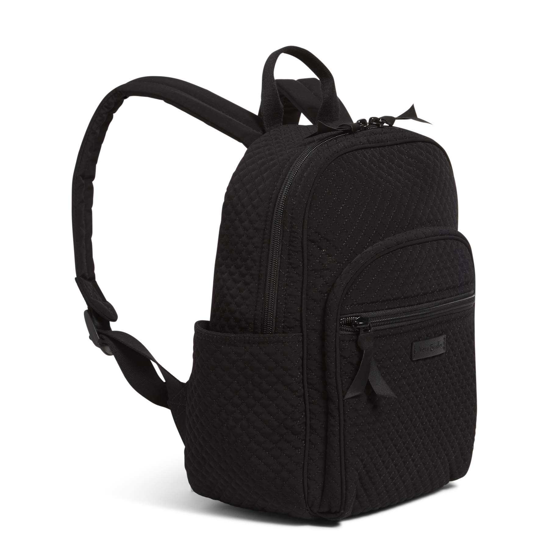 Vera Bradley Women's Lightweight Microfiber Small Backpack - Compact Travel Bag for Work, School & Day Trips - True Black, One Size