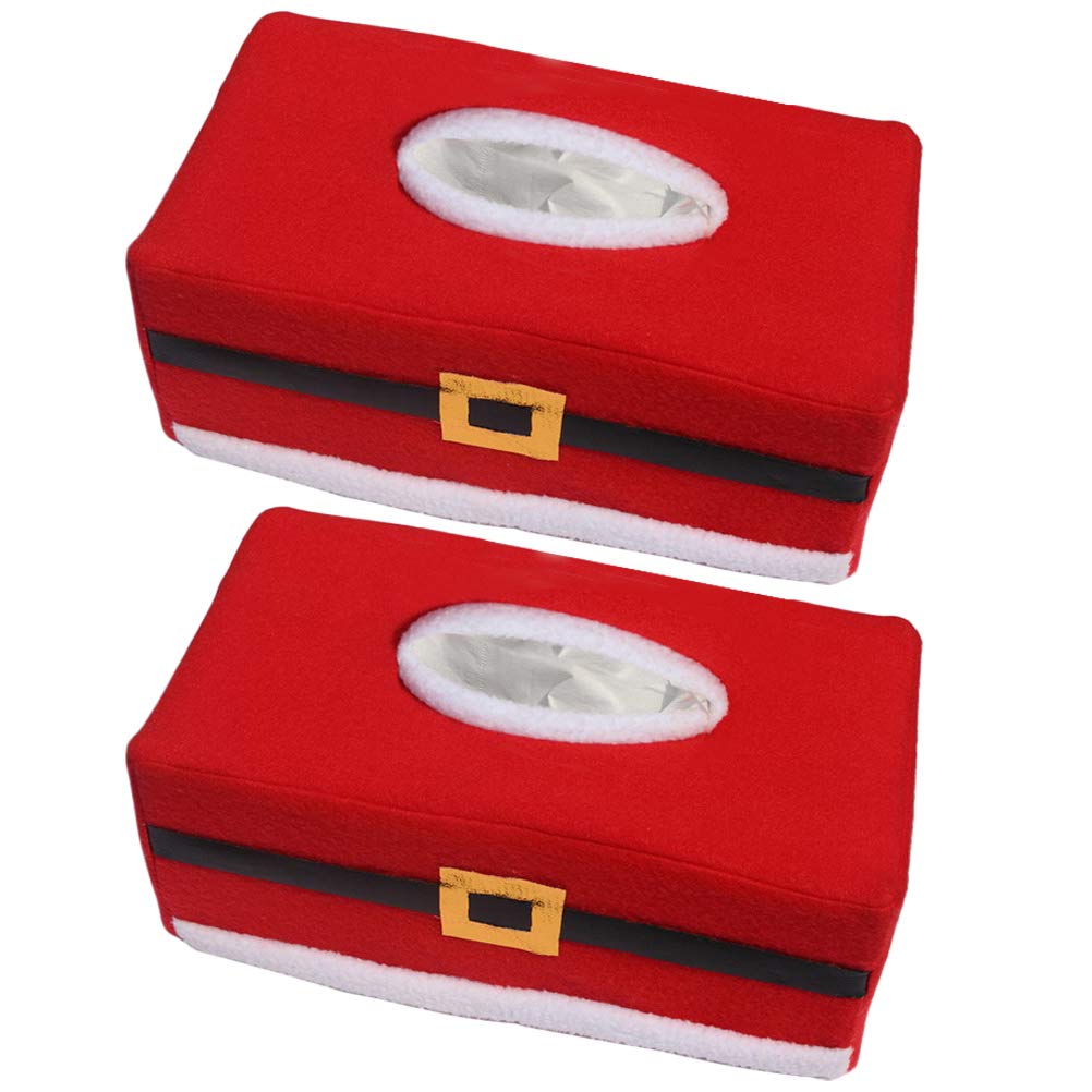 DOITOOL 2-Pack Red Fabric Napkin Holders & Paper Towel Organizers - Foldable Storage for Kitchen, Dining Table, Party, Christmas Decorations & Holiday Home Decor