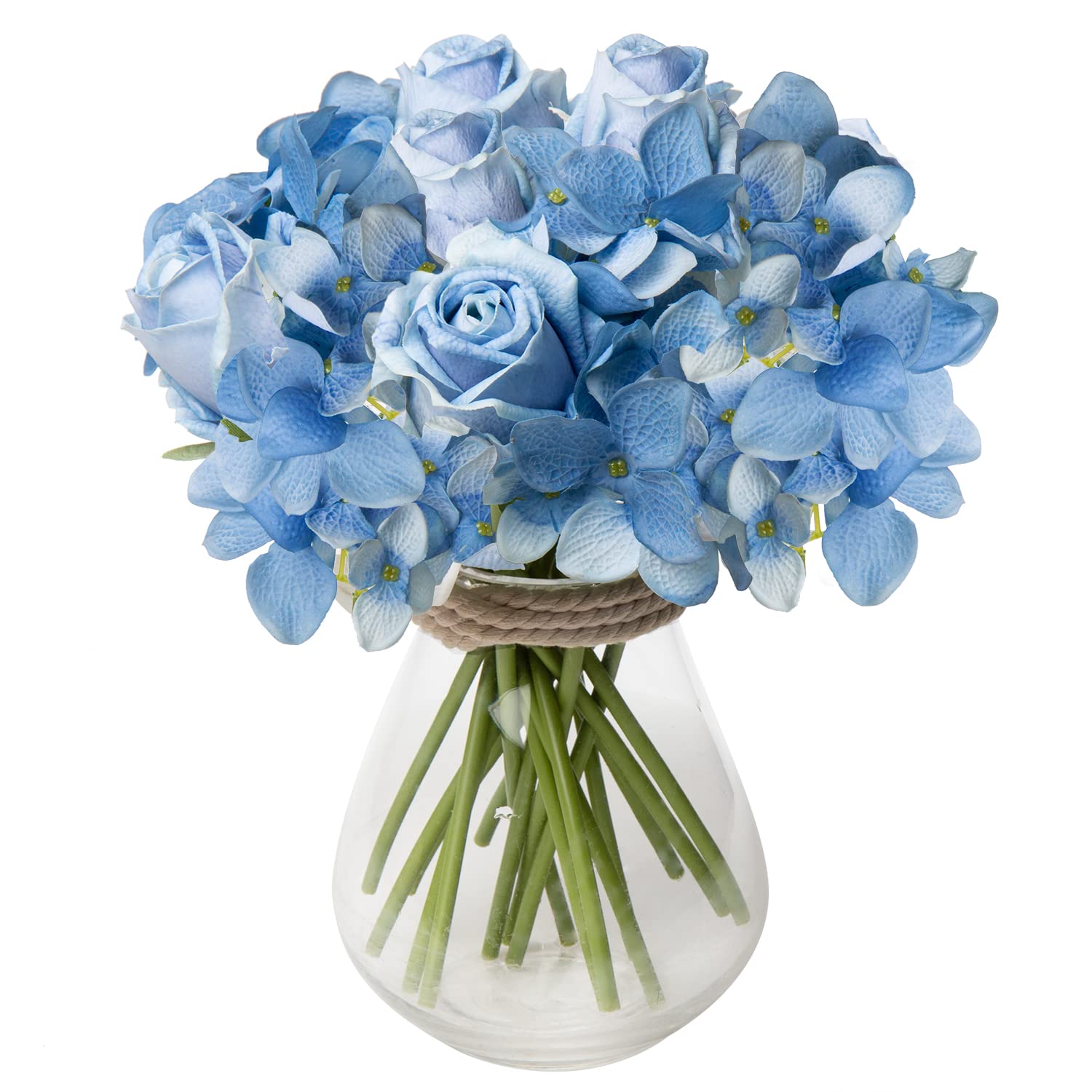 Real Touch Artificial Silk Roses Bouquet - Blue Fake Roses for Home, Office, Wedding & Party Decorations | Lifelike Silk Flower Arrangements for Centerpieces, Table Decor, and Gift Giving