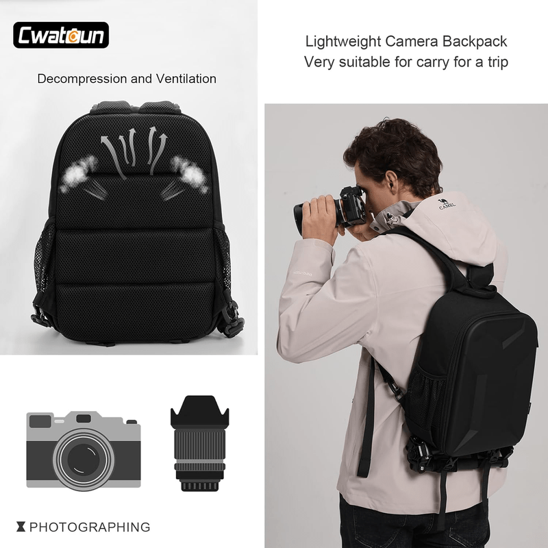 Waterproof Camera Sling Bag & Hardshell Backpack Combo with Tripod Holder - Lightweight DSLR Camera Case for Travel, Hiking & Photography Enthusiasts