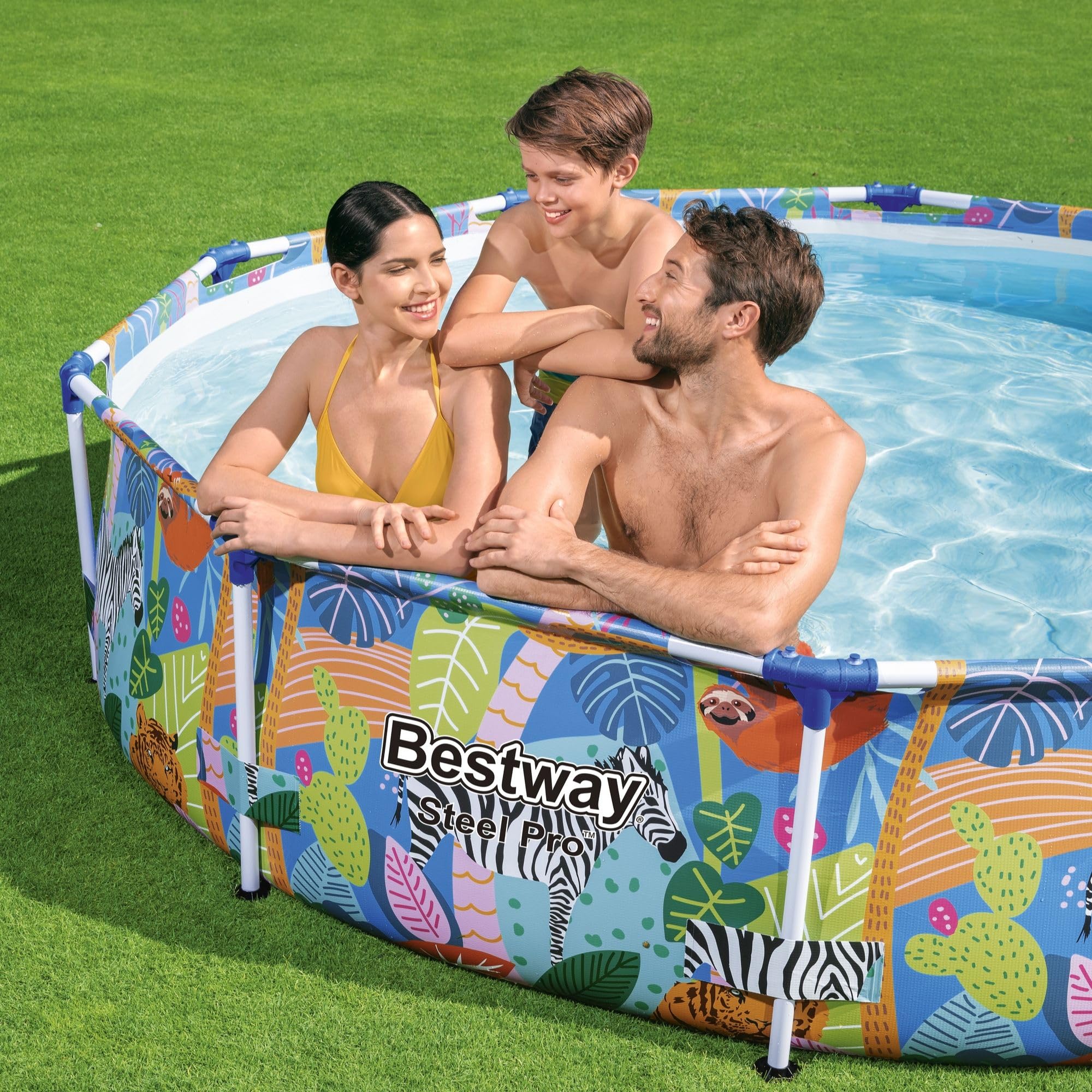 Bestway Safari 10FT Round Above Ground Steel Frame Swimming Pool - Durable Outdoor Garden Pool for Kids & Adults - Perfect for Backyard, Summer Fun, and Family Gatherings