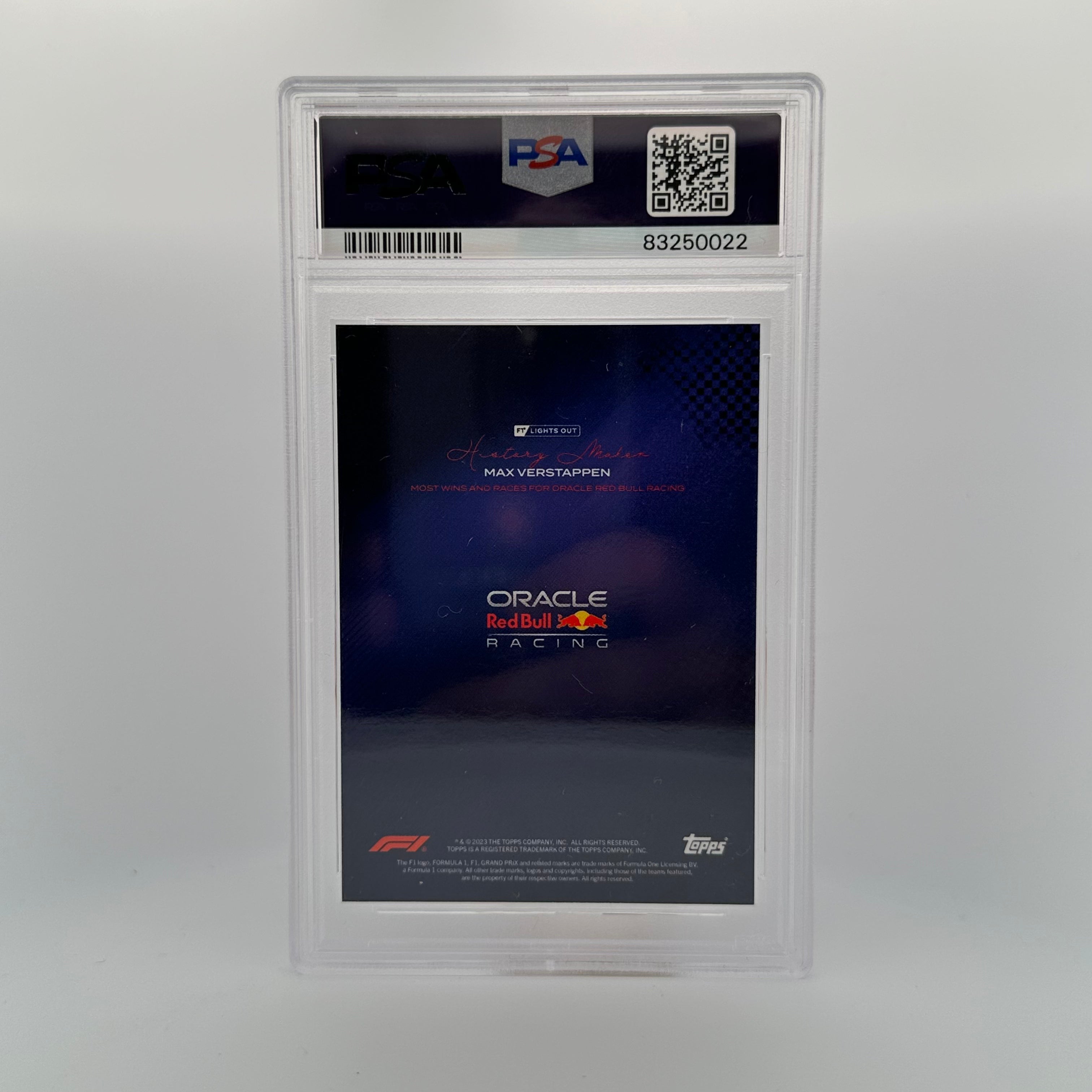 PSA 8 Max Verstappen 2023 Purple Parallel /15 - Most Wins & Races for Oracle Red Bull Racing - F1 Racing Collectible for Display & Investment