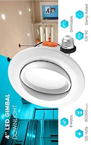 4 Inch Gimbal LED Recessed Lighting - 9W 5000K Dimmable Adjustable Eyeball Downlight with 680LM & CRI90 - Directional Ceiling Light (32 Pack) - Perfect for Kitchen, Living Room, and Office Spaces