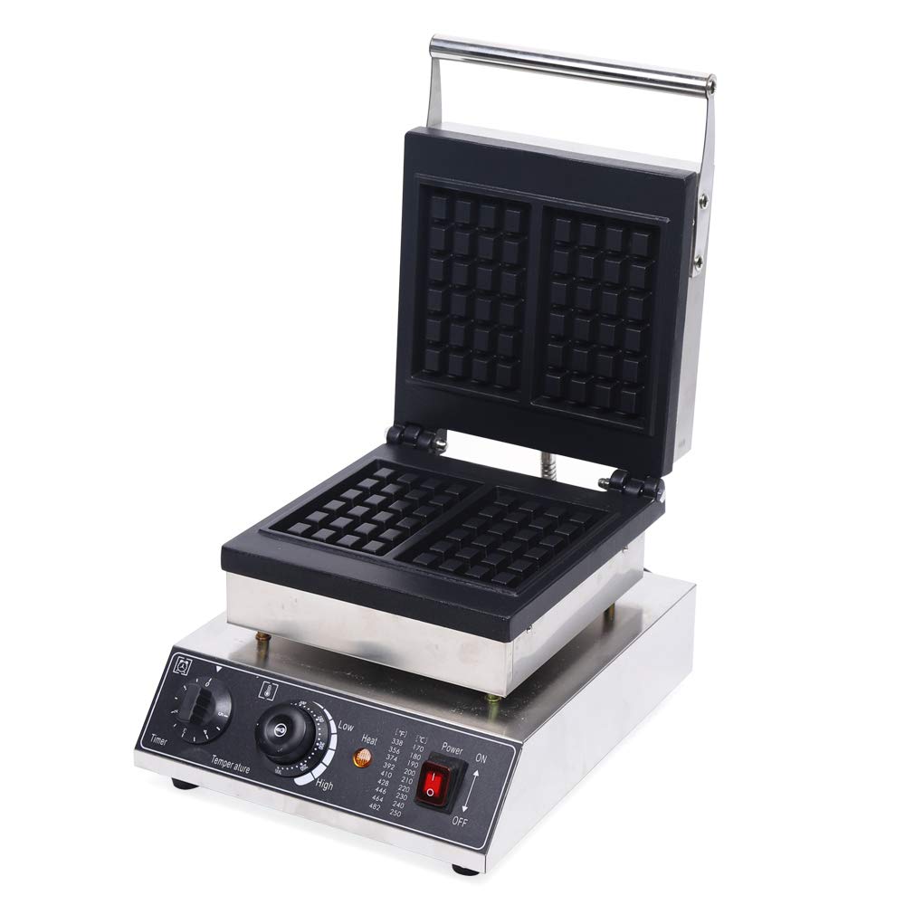 110V Commercial Waffle Maker Machine - 1500W Belgian Nonstick Electric Waffle Iron with 2 Square Plates for Restaurant, Cafe, Breakfast & Brunch - Perfect for Making Crispy Waffles, Pancakes & Desserts at Home or Business