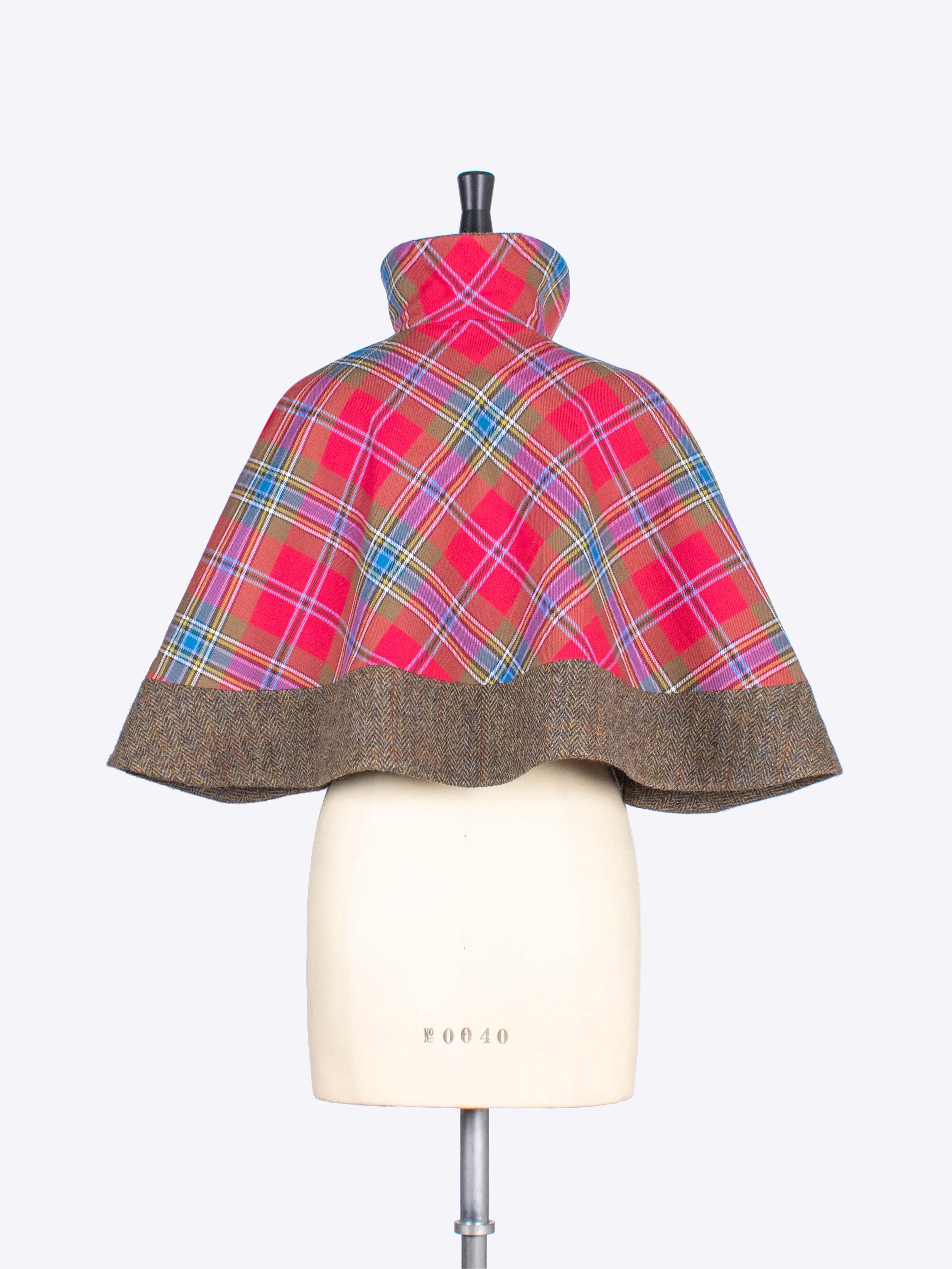 Limited Edition Red Scottish Tartan Capelet with Harris Tweed - Perfect for Winter Weddings, Holiday Parties & Formal Events