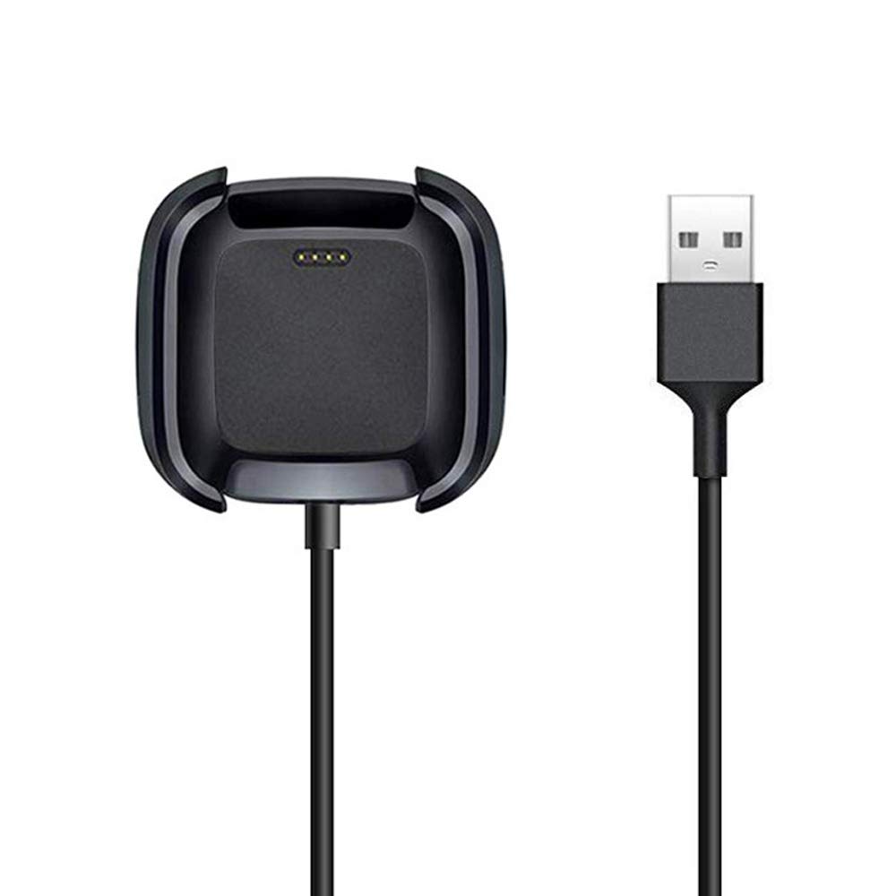 Fitbit Versa Charger Replacement - 3.3ft USB Charging Dock Cable for Versa Lite/Special Edition Smartwatch (Black) | Perfect for Home, Office & Travel Charging