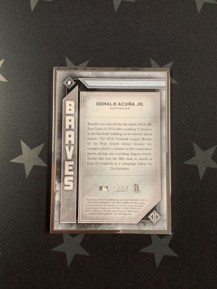2019 Ronald Acuna Jr. Topps Transcendent Collection Baseball Card #9/100 - Atlanta Braves MLB Memorabilia for Collectors & Fans - Perfect for Display, Trading, and Sports Memorabilia Collections