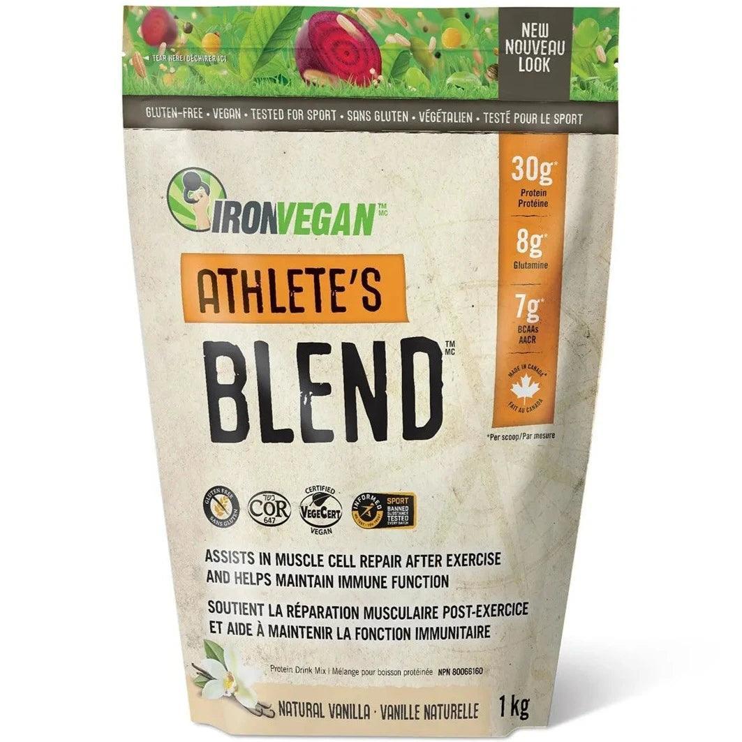 Iron Vegan Athlete's Blend Natural Vanilla Protein Powder 1kg - Plant-Based Vegan Protein for Muscle Recovery, Workout & Fitness - Perfect for Smoothies, Baking & Post-Workout Shakes
