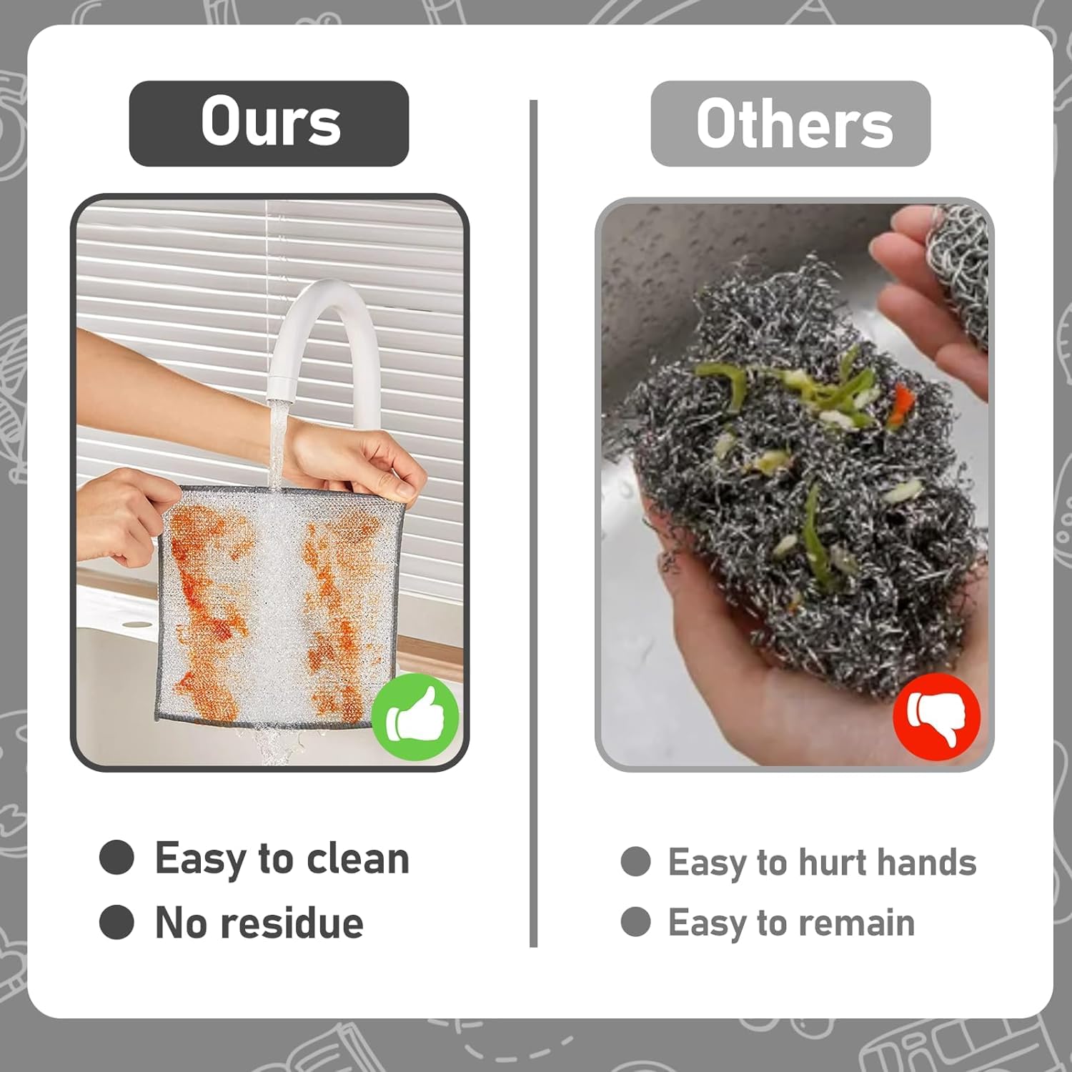 Premium Non-Scratch Wire Dish Cloths - 3 Pack Multipurpose Kitchen Cleaning Rags for Wet & Dry Use | Gentle on Dishes, Countertops, Sinks | Ideal for Washing, Scrubbing & Polishing