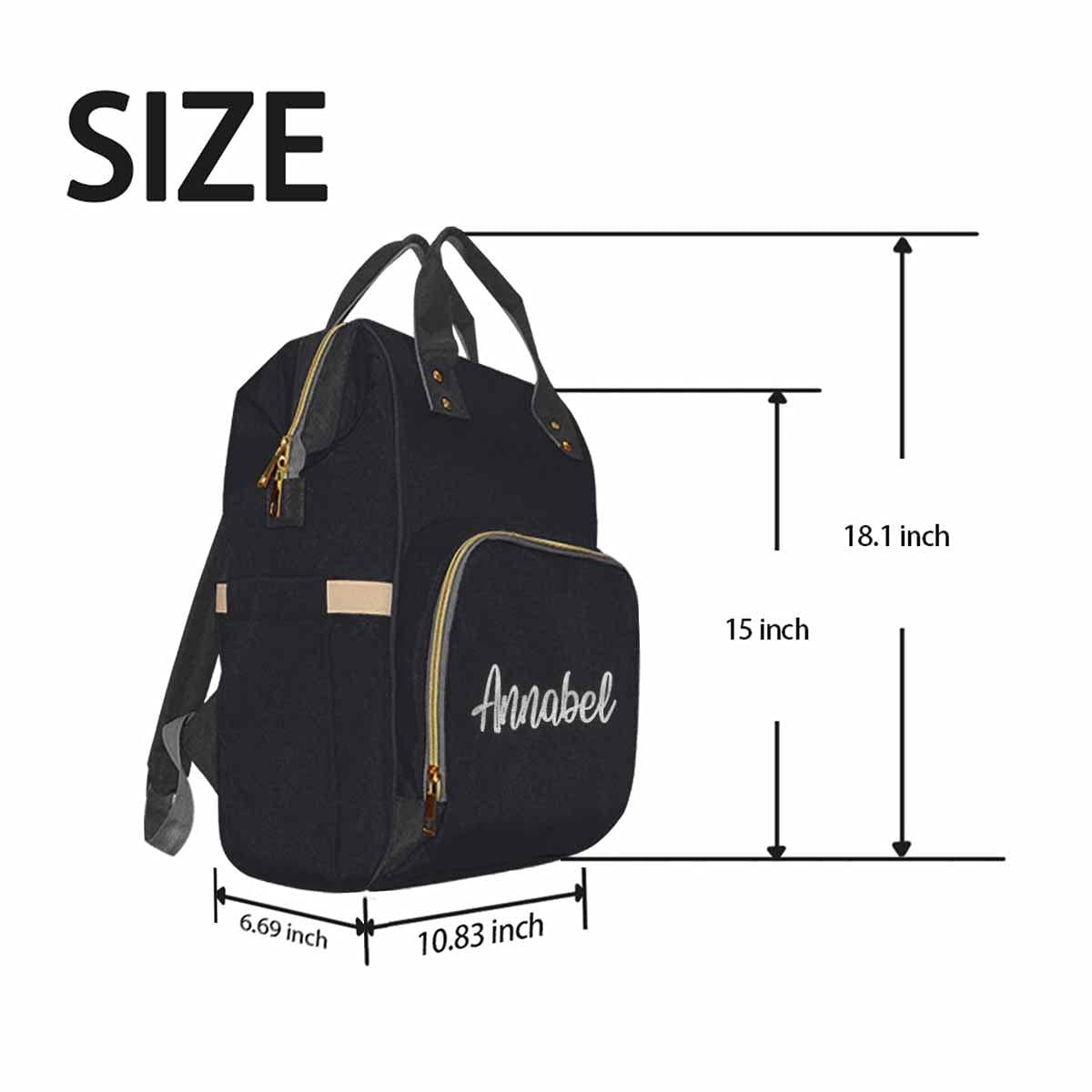 **Personalized Embroidered Diaper Backpack for Moms - Custom Name, Waterproof & Multifunctional Baby Travel Bag - Perfect for Nursing, Daycare & On-the-Go Parents (Black, Monogrammed, Gift for Mom)**    **Use Cases:** Ideal for baby showers, hospital visits, daycare trips, travel, and everyday errands.