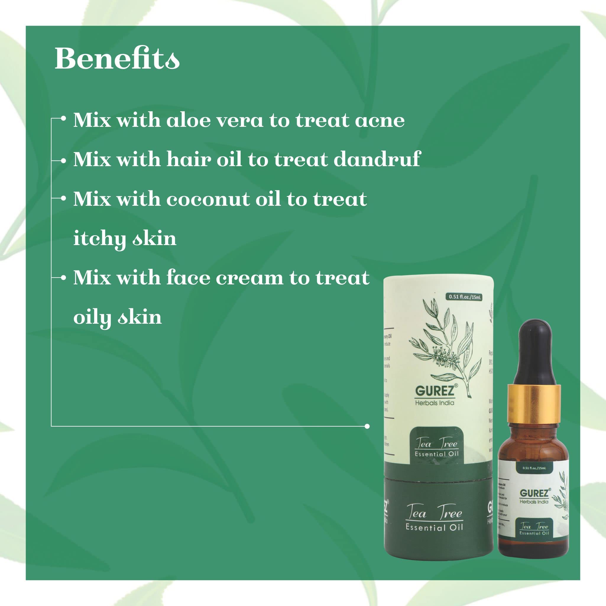 Gurez 100% Pure Rosemary & Tea Tree Essential Oils Set - 30ml Each, Natural Undiluted Therapeutic Grade for Skin Care, Hair Growth, Face Treatment & Acne Relief | Perfect for Aromatherapy, DIY Beauty Products & Home Spa