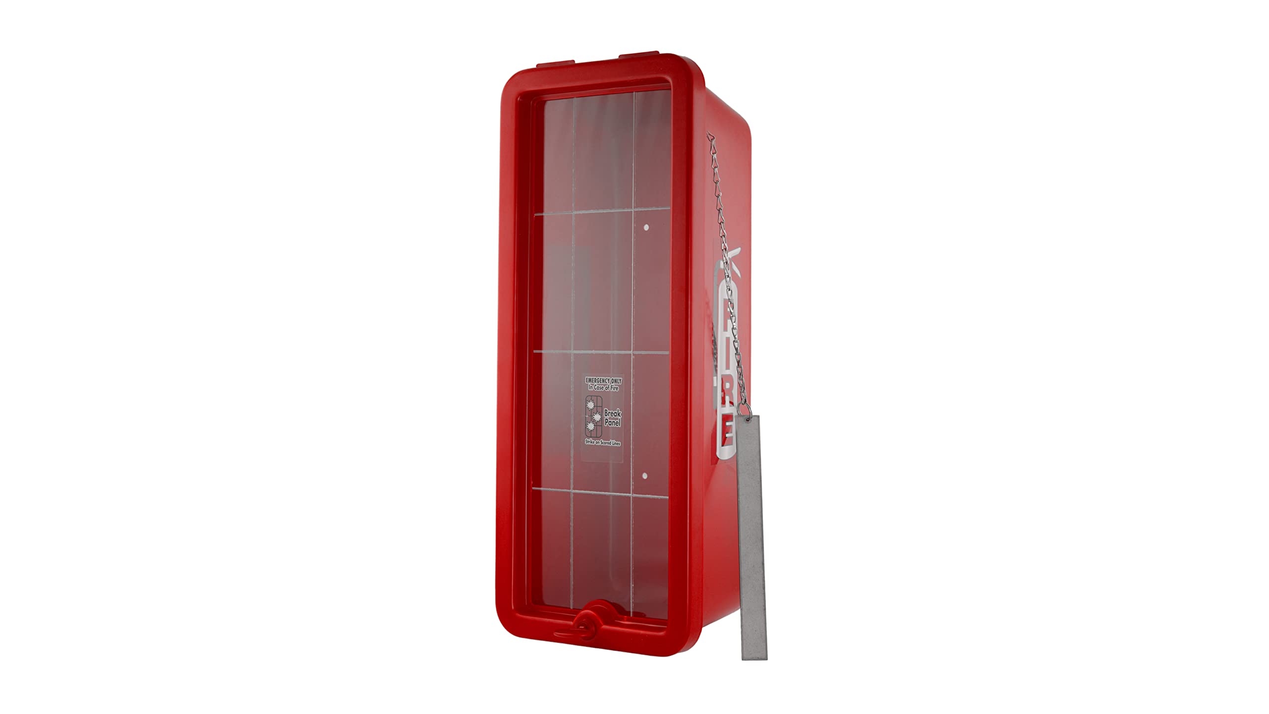 10 lb. Red Surface-Mounted Fire Extinguisher Cabinet with Breaker Bar - Wall-Mounted Safety Storage for Home, Office & Commercial Use