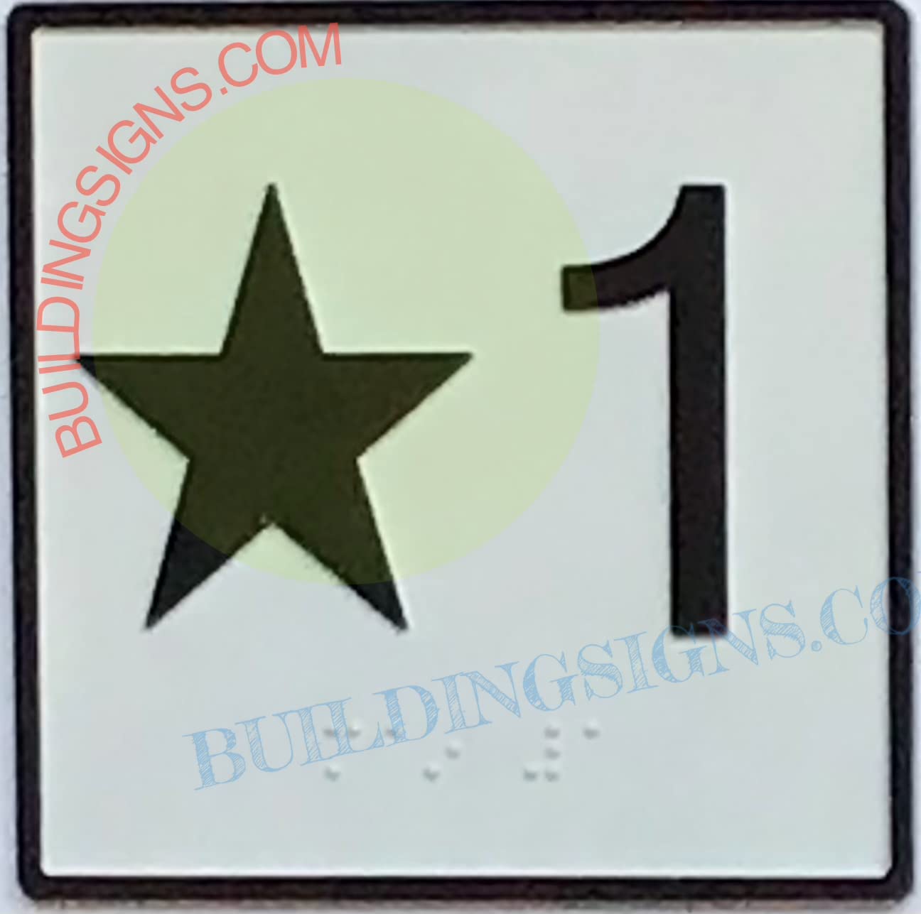 Cast Iron Elevator Floor Number Star 1 Sign - 4x4 Inch White Background Jamb Plate for Elevators - Perfect for Office Buildings, Hotels & Apartment Floor Marking - The Iron Line