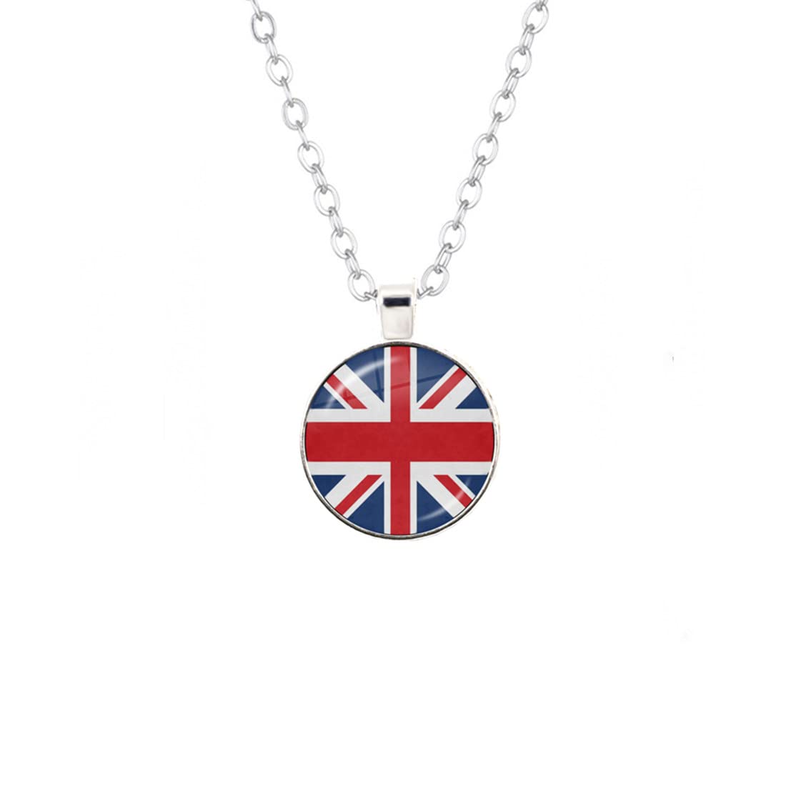 GAUEIOUR Union Jack Flag Necklace - Platinum Jubilee 70th Anniversary Heart-Shaped UK Flag Pendant with Time Gem, Perfect for Queen's Jubilee Celebrations & British Pride Gifts