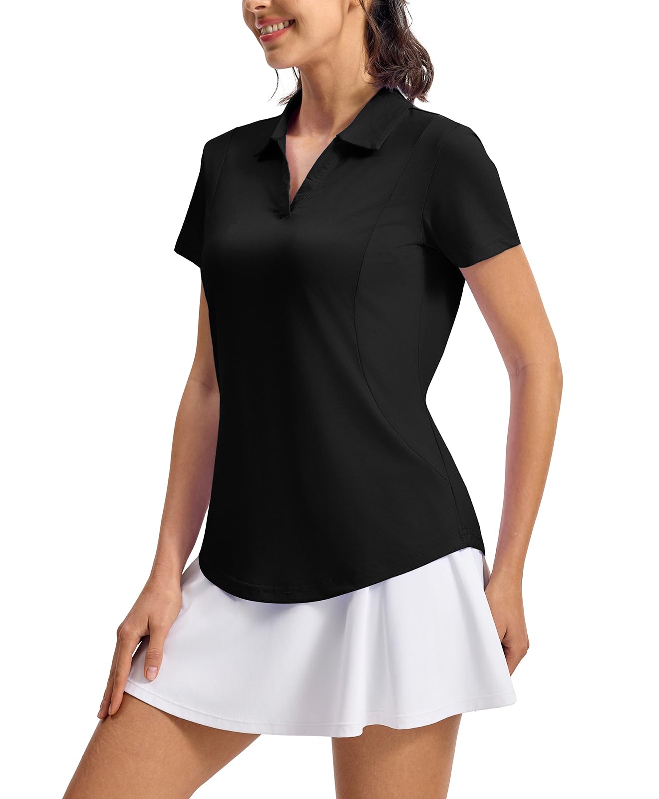 YSENTO Women's V-Neck UPF 50+ Dry Fit Short Sleeve Golf Polo Shirt - Breathable Moisture-Wicking Tennis & Athletic Top for Golfing, Tennis & Outdoor Sports