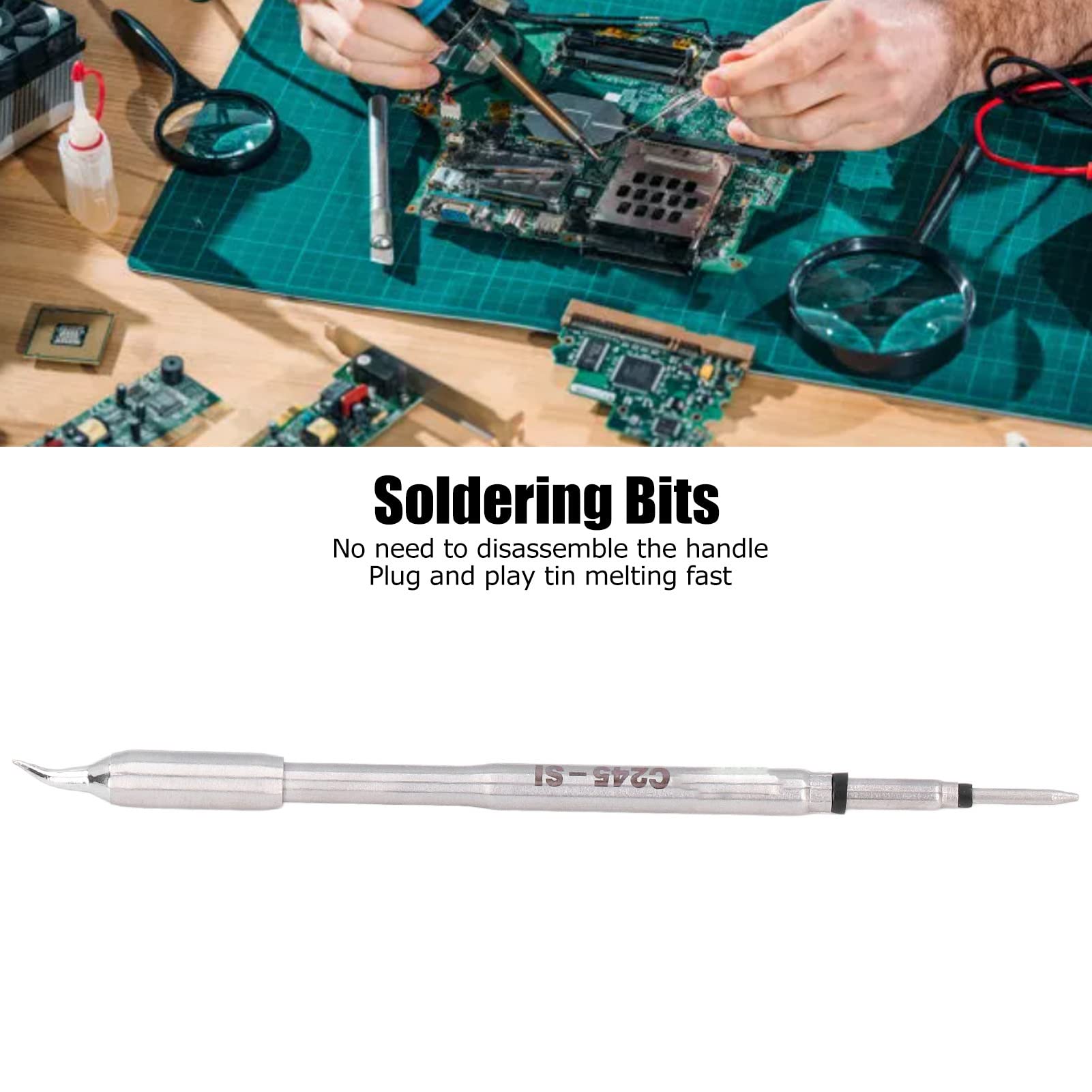 High-Quality C245 Alloy Copper Soldering Iron Tip Replacement for T245 Soldering Station - Perfect for Electronics Repair, DIY Projects & Brazing Equipment (245-SI)