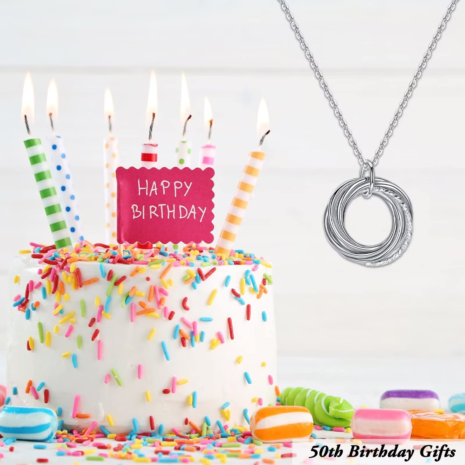 Elegant Sterling Silver Circle Necklace - Perfect 30th 40th 50th 60th 70th 80th 90th Birthday Gift for Women - Jewelry for Anniversary, Mother's Day & Special Occasions