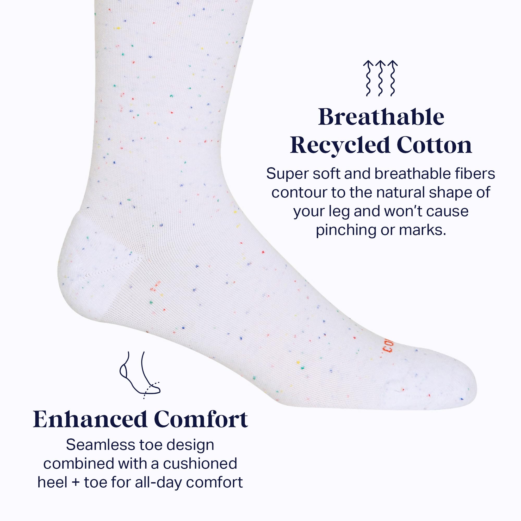Comrad Recycled Cotton Knee High Compression Socks 15-20mmHg - Soft Breathable Support Socks for Men & Women - Perfect for Running, Travel & Circulation Support