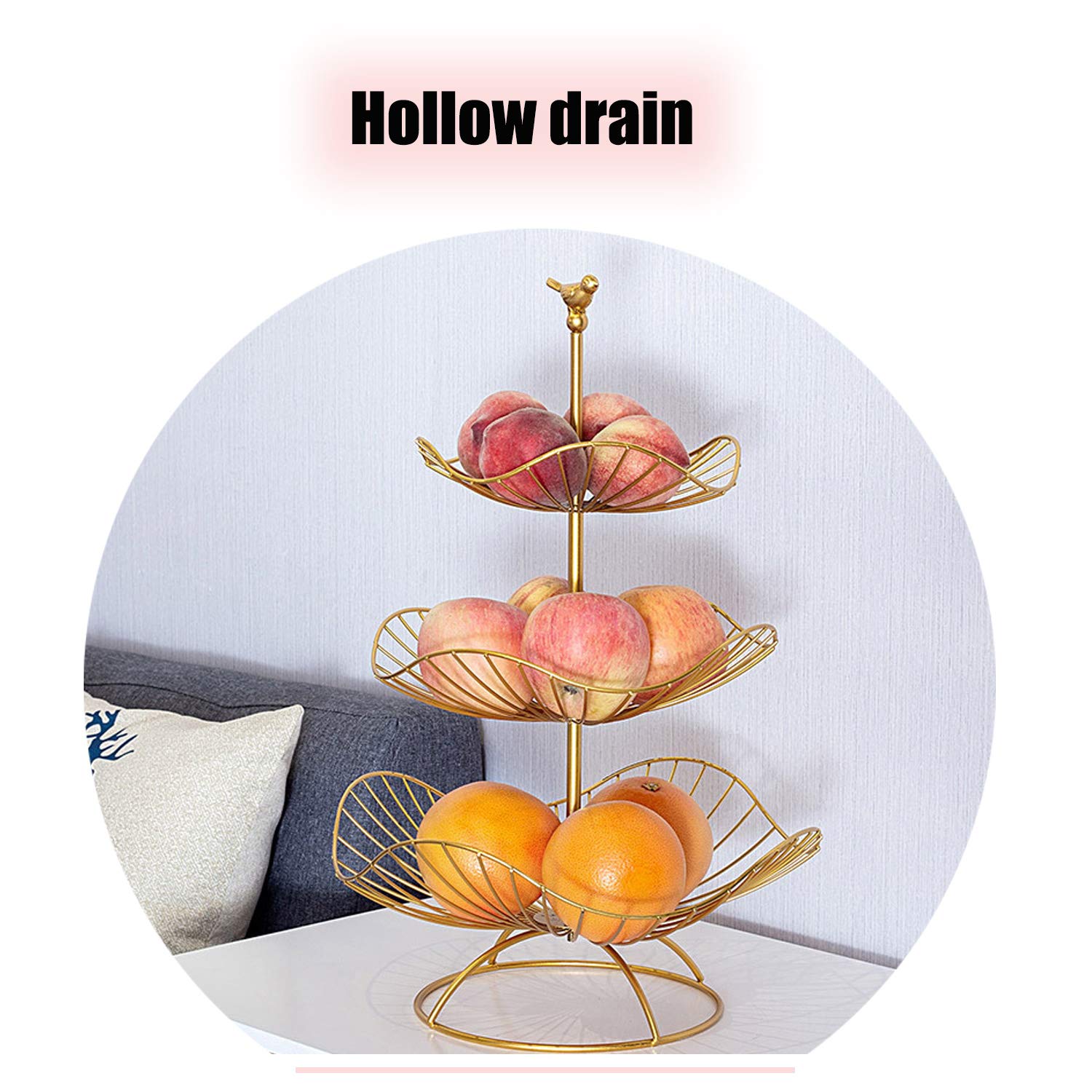 3-Tier Metal Fruit Basket - Elegant Kitchen & Dining Serving Tray for Fruits, Vegetables, Desserts | Perfect for Parties, Weddings, Holiday Decor & Countertop Display