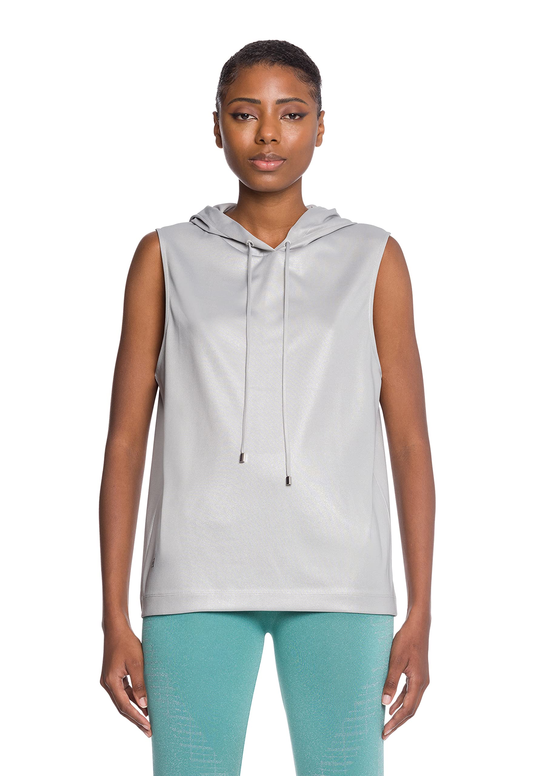 Wolford Women's Wet Look Sleeveless Hoodie - Workout Yoga Gym Fitness Top for Women | Perfect for Yoga, Gym & Streetwear Fashion