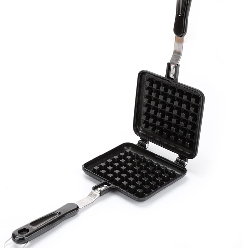 Non-Stick Double-Sided Waffle Maker Pan - Deep Filling Teflon Coated Aluminum Alloy Waffle Cone Baking Mold for Gas Stove | Perfect for Homemade Belgian Waffles, Ice Cream Cones & Breakfast Treats