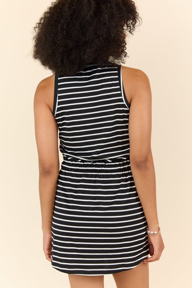 Black and White Striped Mini Dress - Casual Sleeveless Summer Dress for Women | Perfect for Beach, Party, and Date Night Outfits