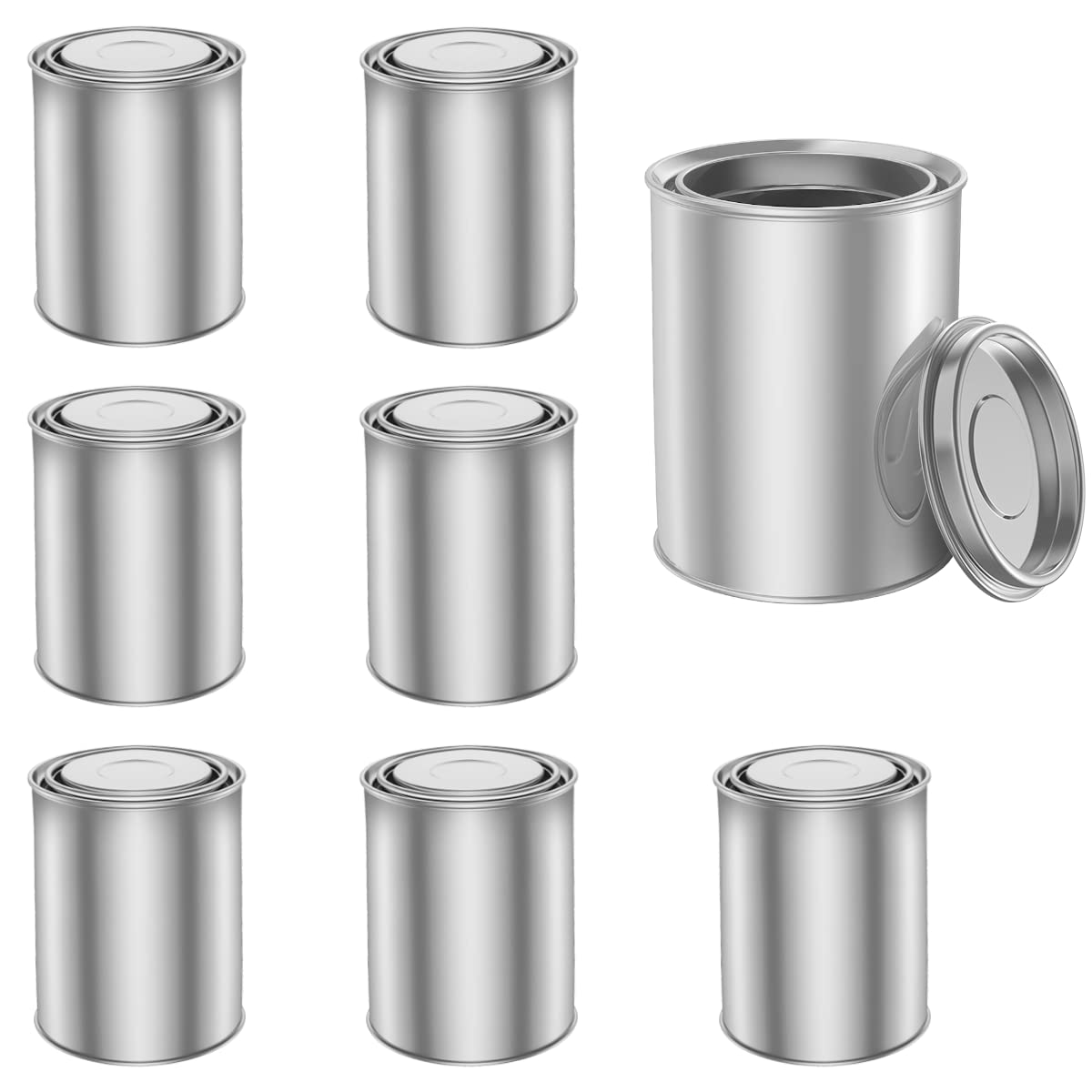 8-Piece 1 Pint Empty Metal Paint Cans with Lids (2 Cup Capacity) - DIY Paint Storage Containers for Artists, Hobbyists & Home Improvement Projects - Perfect for Acrylics, Oil Paints & Craft Supplies Organization