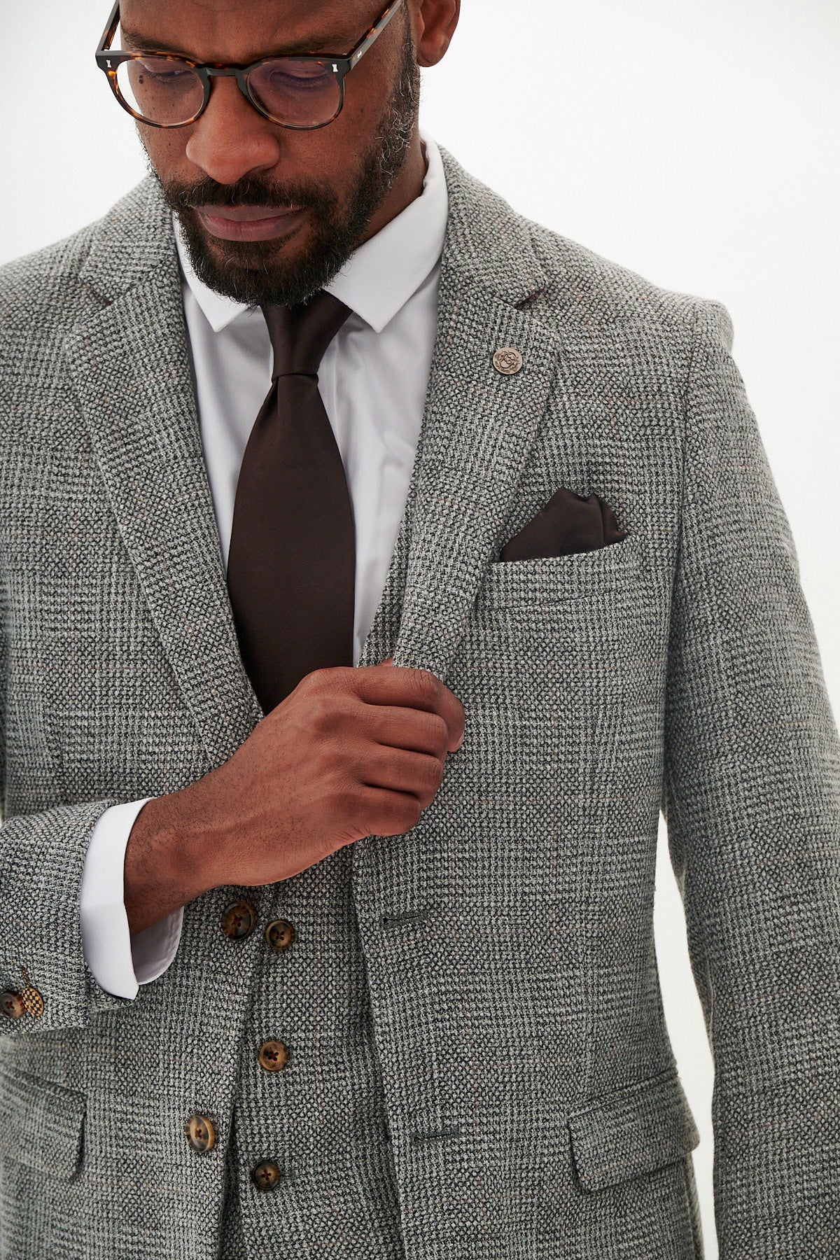KRIS Silver Grey Tweed Suit for Men - Premium Wool Blazer & Pants Set | Formal Business Attire | Inspired by Jarrod Bowen | Perfect for Office, Weddings & Special Events