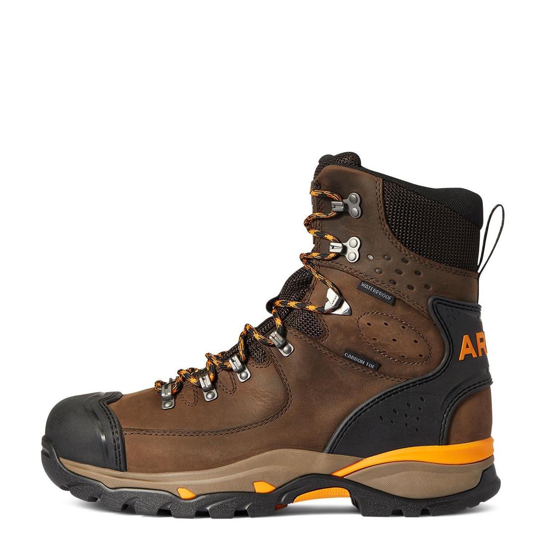 Endeavor 8 Inch Carbon Toe Waterproof Work Boots for Men - Chocolate Brown - Slip Resistant & Comfortable for Construction, Hiking & Outdoor Work