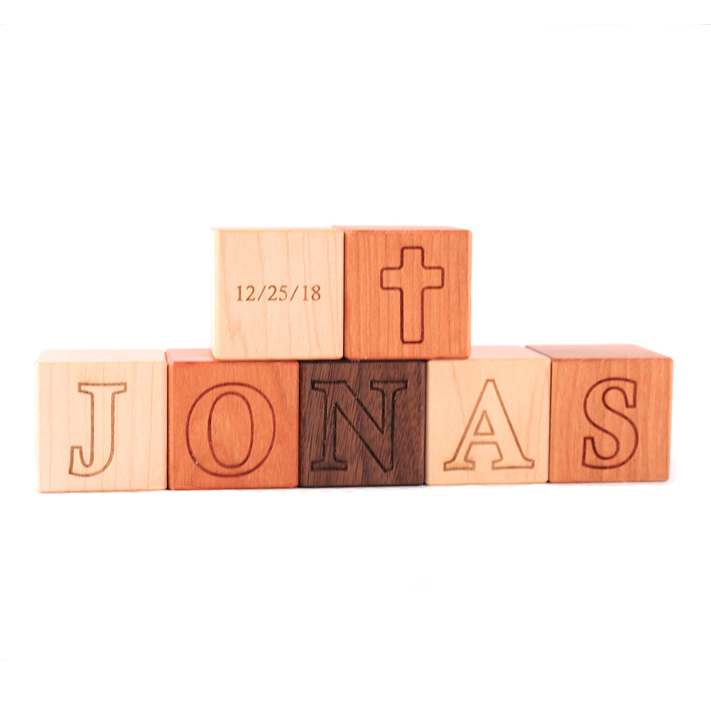 Personalized Baptism Name Blocks - Custom Wooden Baby Christening Gift for Boys & Girls - Perfect for Baptism, Christening, and Baby Shower Decorations