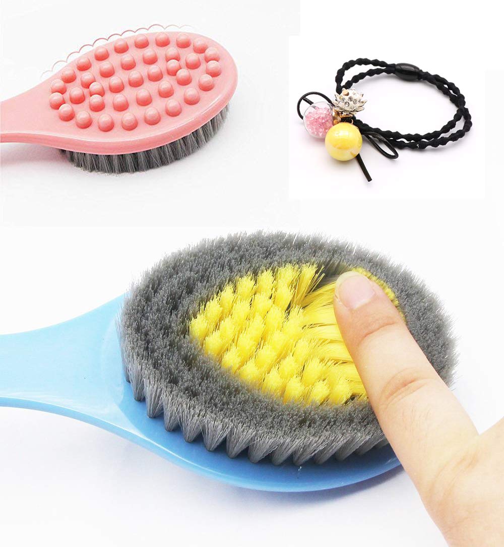 Long Handle Bath Brush for Shower - Soft & Comfortable Exfoliating Body Brush with Massage Bristles for Dry Skin Care (Blue & Pink) - Perfect for Back Scrubbing, Spa Treatment & Relaxing Bath Time