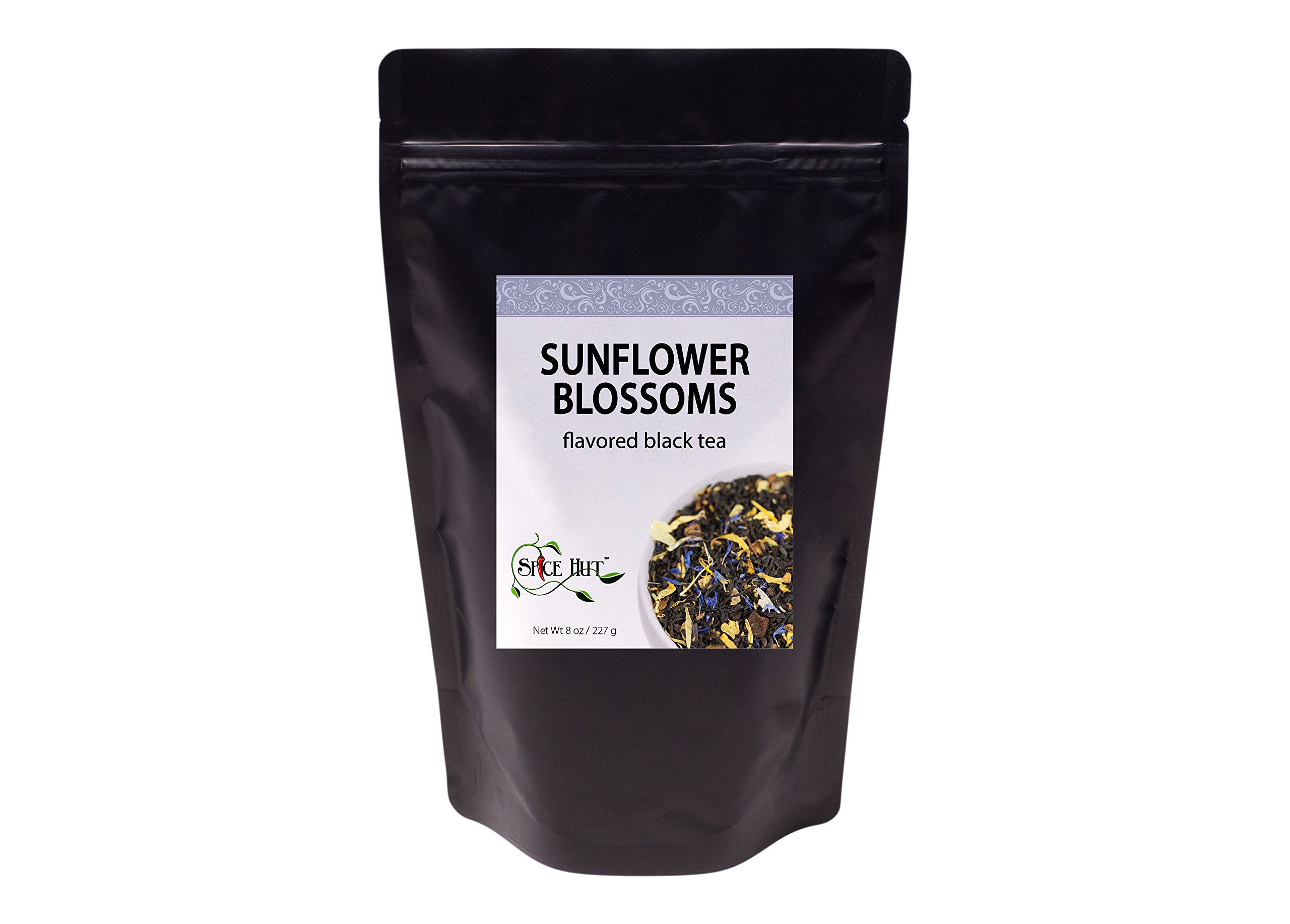 Premium Sunflower Blossoms Black Tea Loose Leaf - Natural Mango Pineapple Flavored Caffeinated Tea | Hot or Iced Brewing | 8oz Bulk Tea (80-100 Cups) | The Spice Hut First Sip Tea | Perfect for Afternoon Relaxation, Gift Giving & Tea Parties