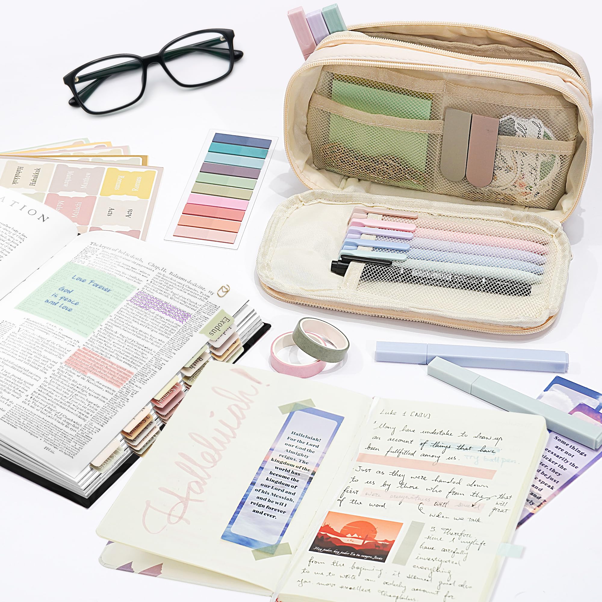 Vienrose Bible Journaling Kit - 75 No Bleed Highlighters & Pens, Bible Study Supplies with Tabs for Women | Perfect for Scripture Study, Church Notes & Christian Gift Giving
