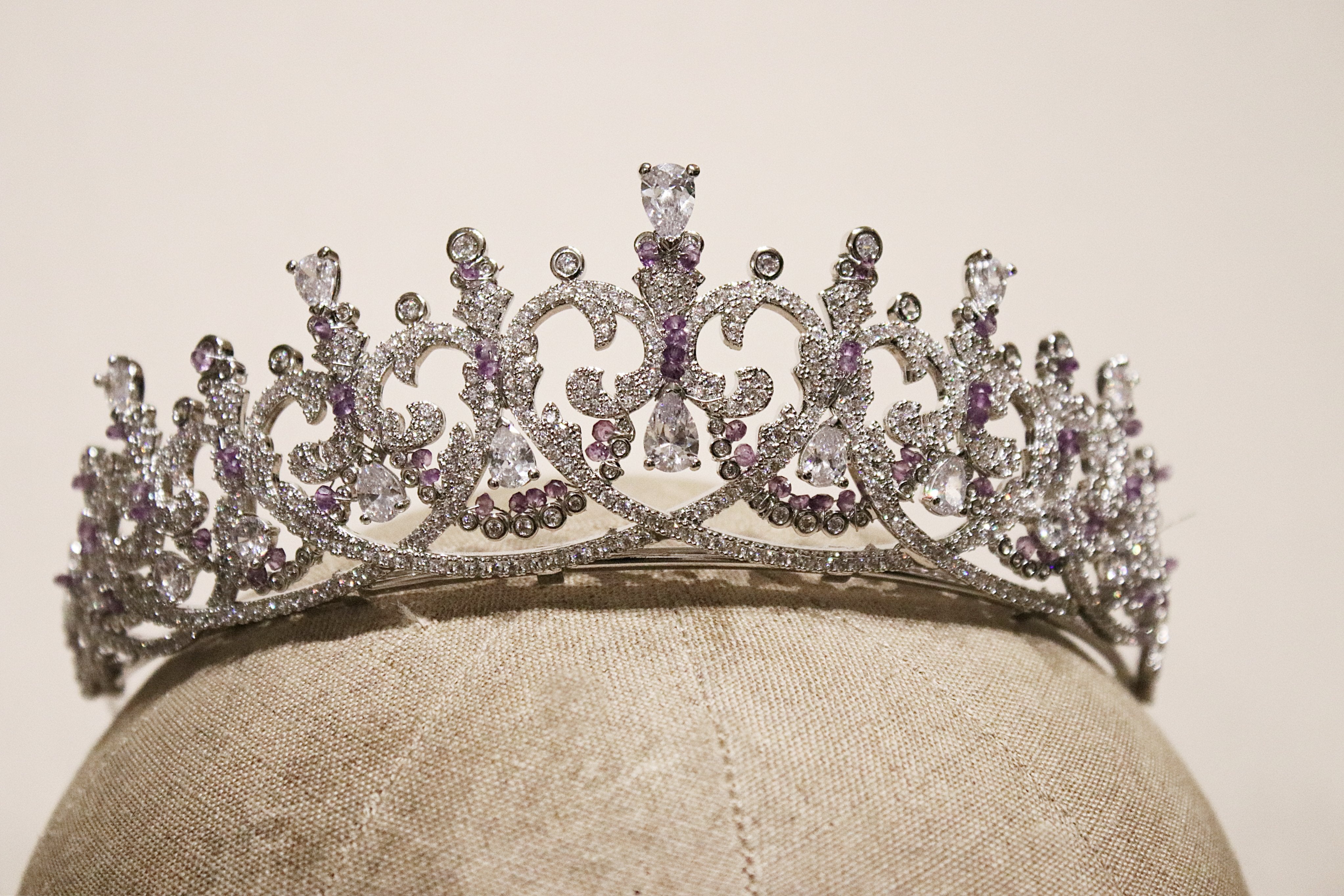 SPENCER Simulated Diamond Bridal Tiara - Elegant Crystal Wedding Crown for Bride, Princess, Prom & Special Occasions