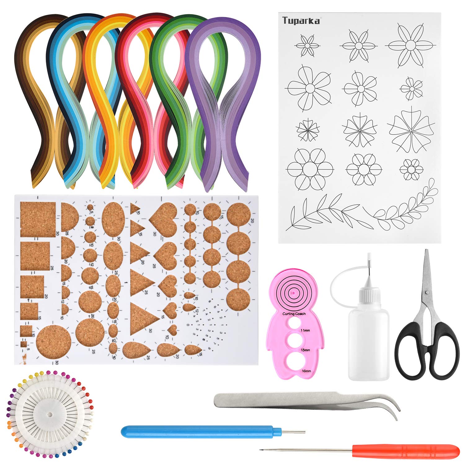 TUPARKA 15 PCS Paper Quilling Kit with 29 Colors & 600 Strips - DIY Quilling Paper Craft Supplies for Scrapbooking, Card Making, Home Decor & Gift Wrapping