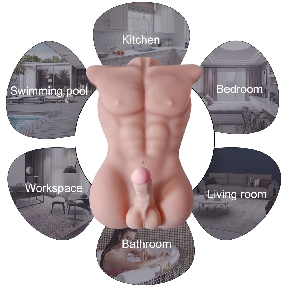 Realistic Male Torso Sex Doll with Detachable Huge Dildo - Lifelike Silicone Adult Toy for Women, Men & Couples - Heavy Duty 18.74LB Masturbator with Tight Anal Stimulation - Perfect for Solo Play, Couples Fantasy & LGBTQ+ Exploration