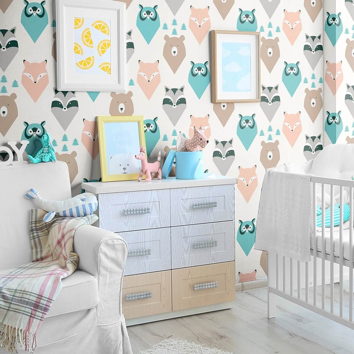 Brown and Cream Forest Baby Peel and Stick Removable Wallpaper - Self-Adhesive Nursery Decor for Boys & Girls - Easy to Install & Remove - Perfect for Kids Room, Nursery, or Playroom Decor